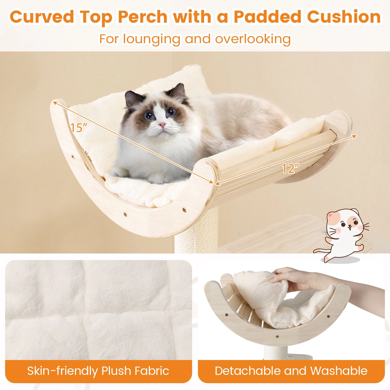 SlickBlue 55.5 Inch Multi-Level Cat Tree with Condo & Hammock