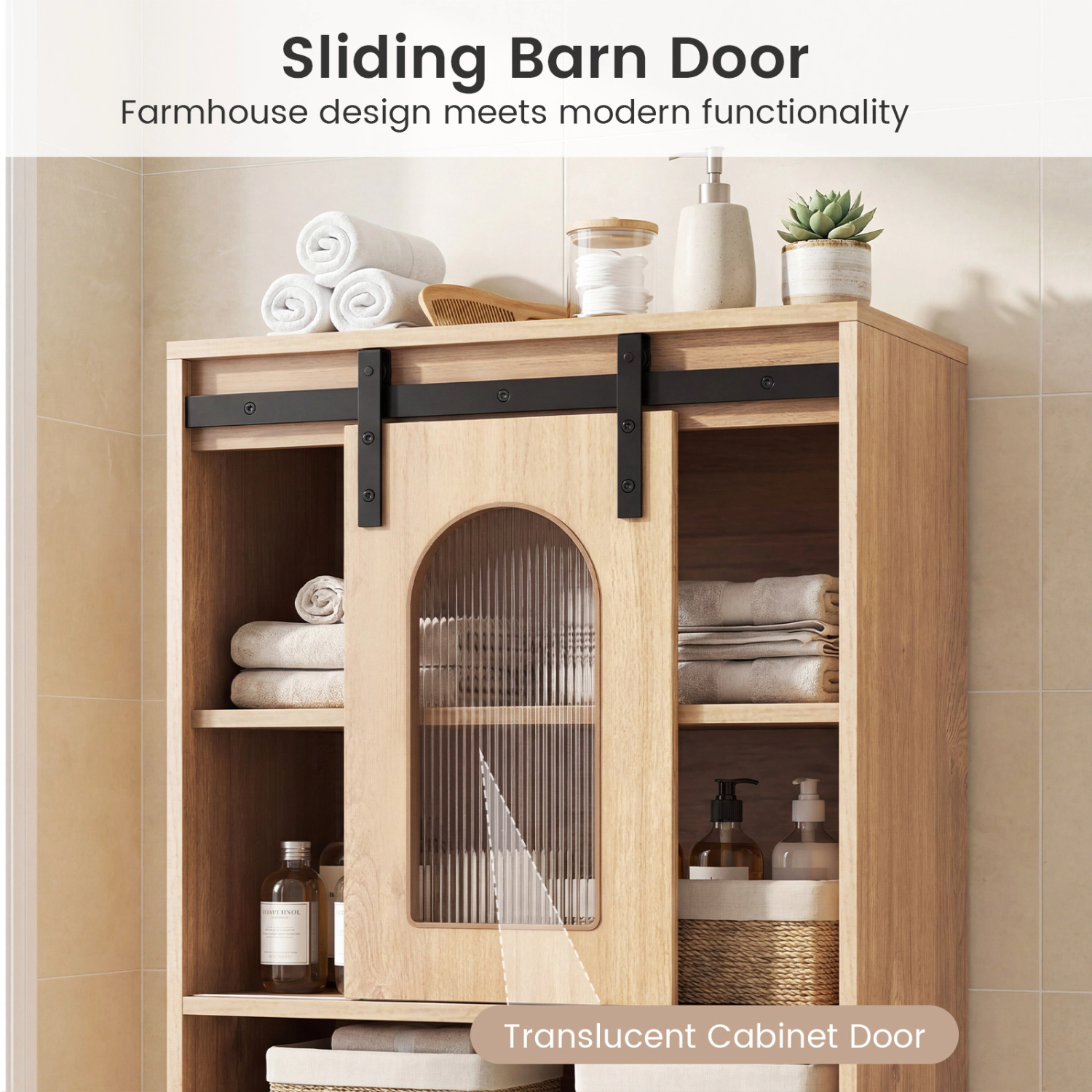 SlickBlue Tall Storage Cabinet with Sliding Barn Door & Double Doors