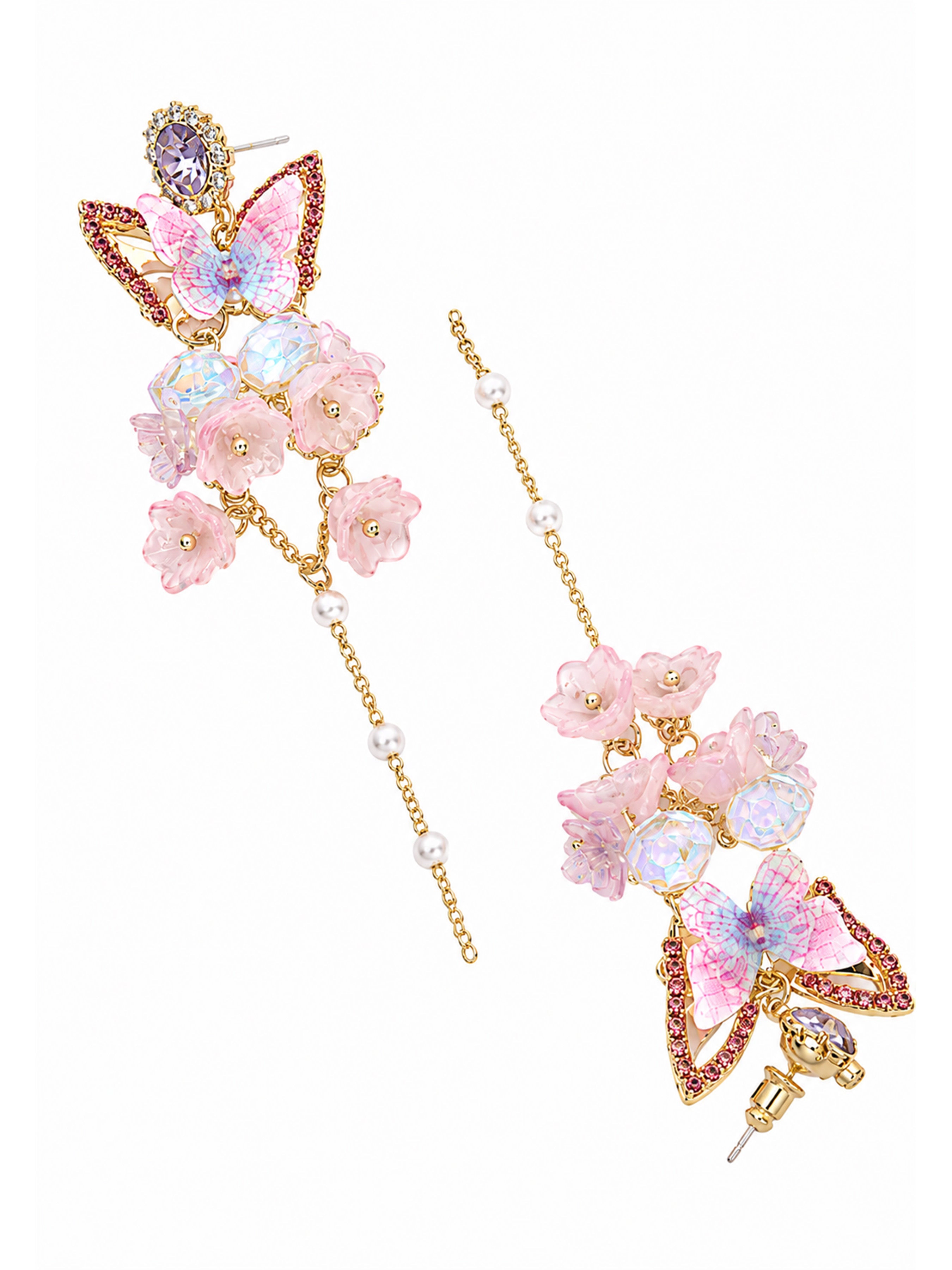 AGP PARIS Womens Crystal Butterfly Long Drop Earrings