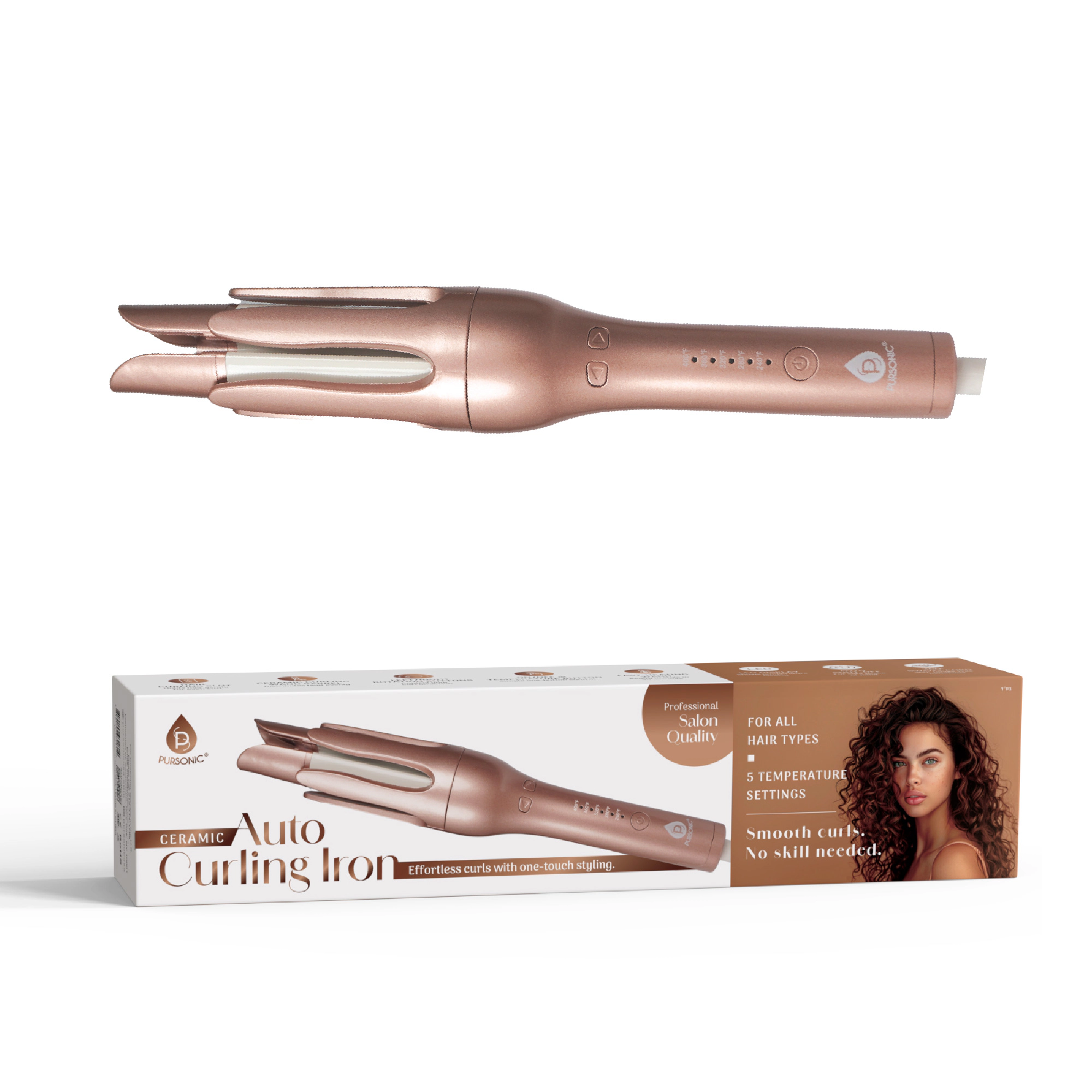 Pursonic Women’s Automatic Ceramic Curling Iron – Salon-Quality Curls Minutes