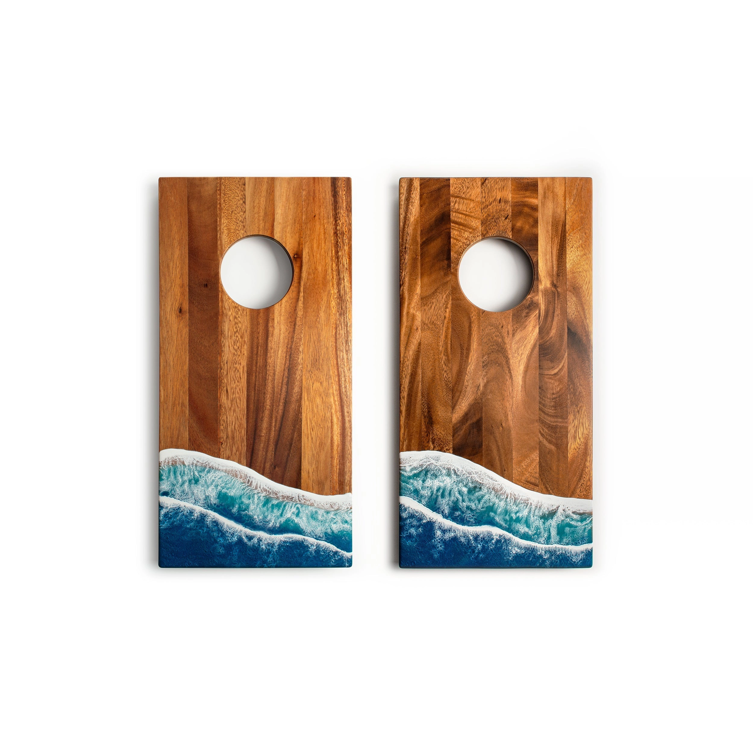 Elakai 1ft x 2ft Beach Epoxy Resin Wood Compact Travel Cornhole Board Set