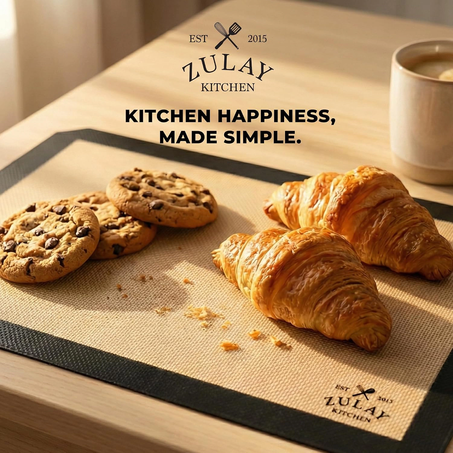 Zulay Kitchen 16.5"x11.6" 2-Pack Silicone Baking Mat - Reusable Nonstick Sheet