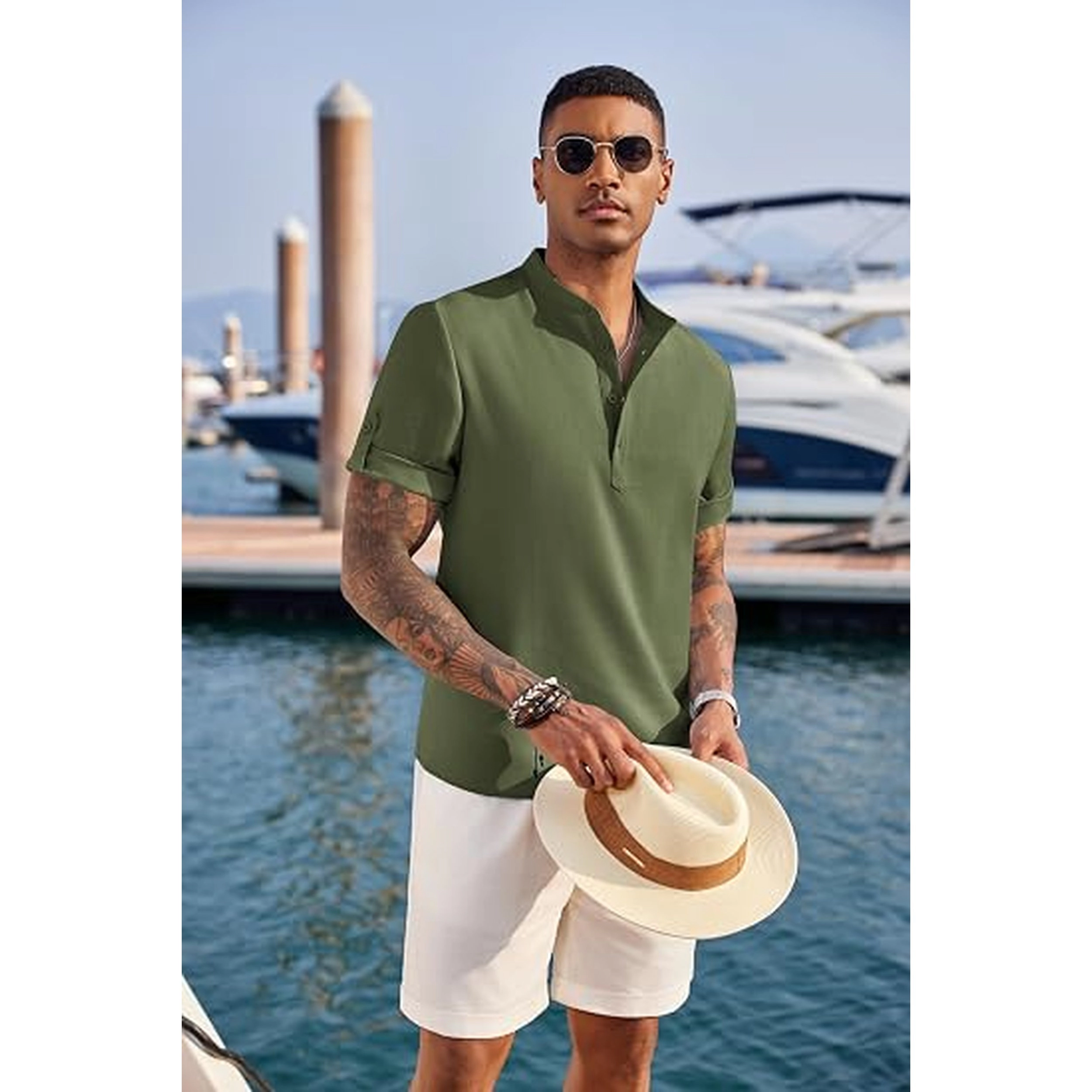 COOFANDY Men's Regular Fit Short Sleeve Henley Shirt