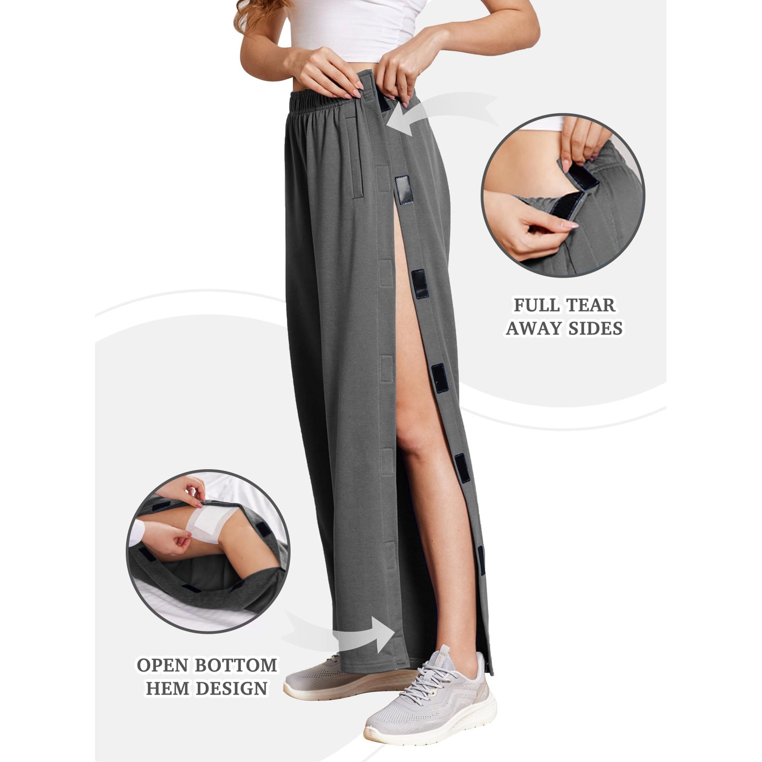 Pinspark Womens Dressy High Waist Palazzo Pants Side Slit Wide Leg Casual Trousers