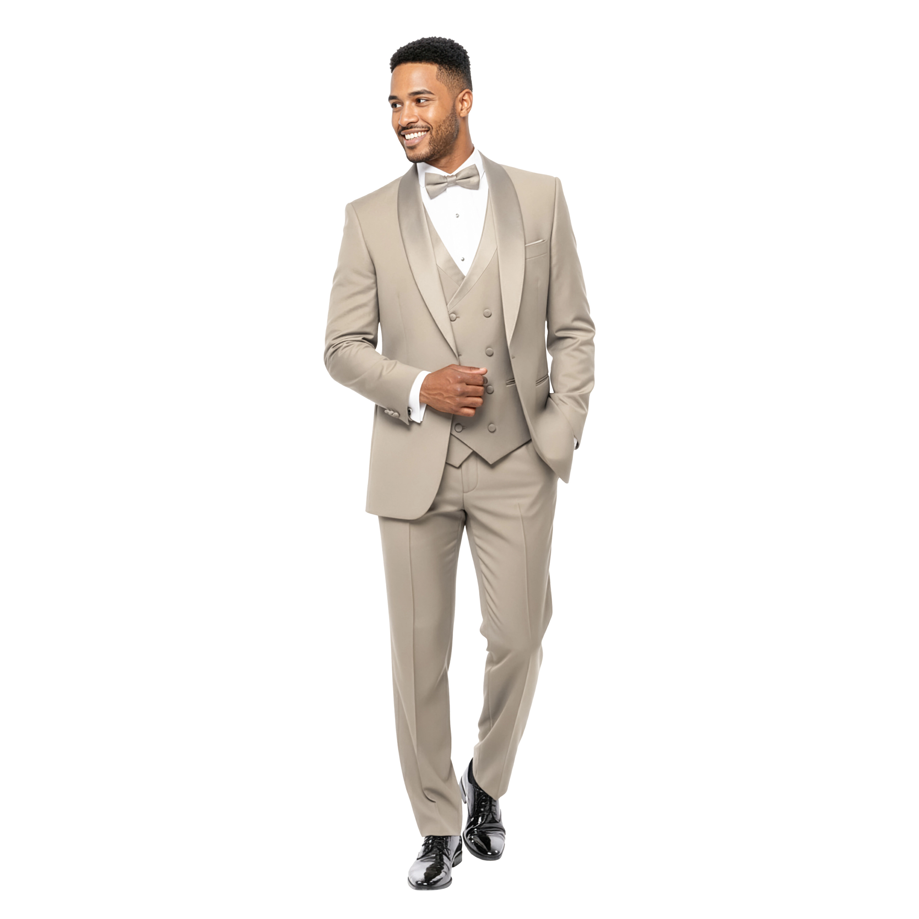 Tazzio Mens Skinny Fit 3pc Tuxedo Set with Bow Tie