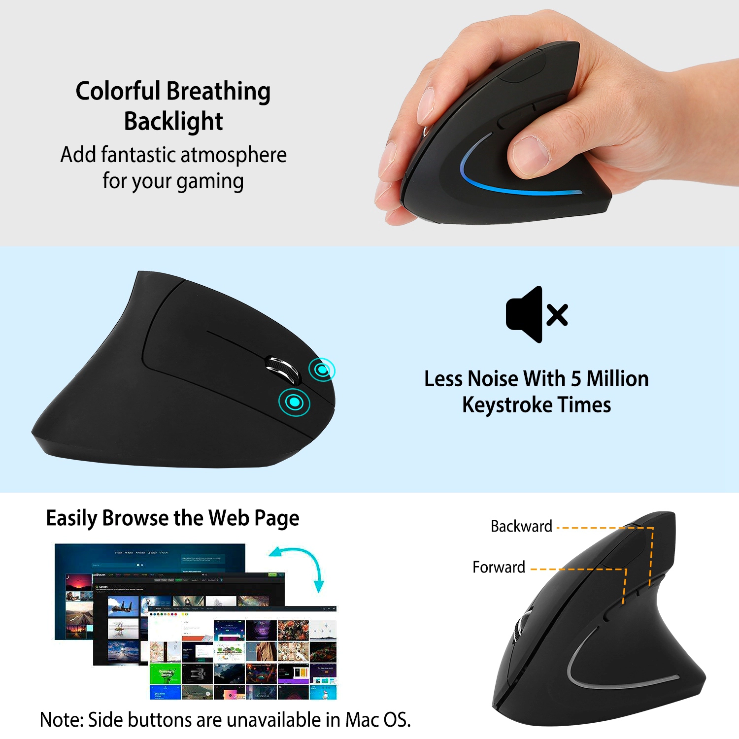 GBruno Ergonomic 2.4G Wireless Vertical Mouse
