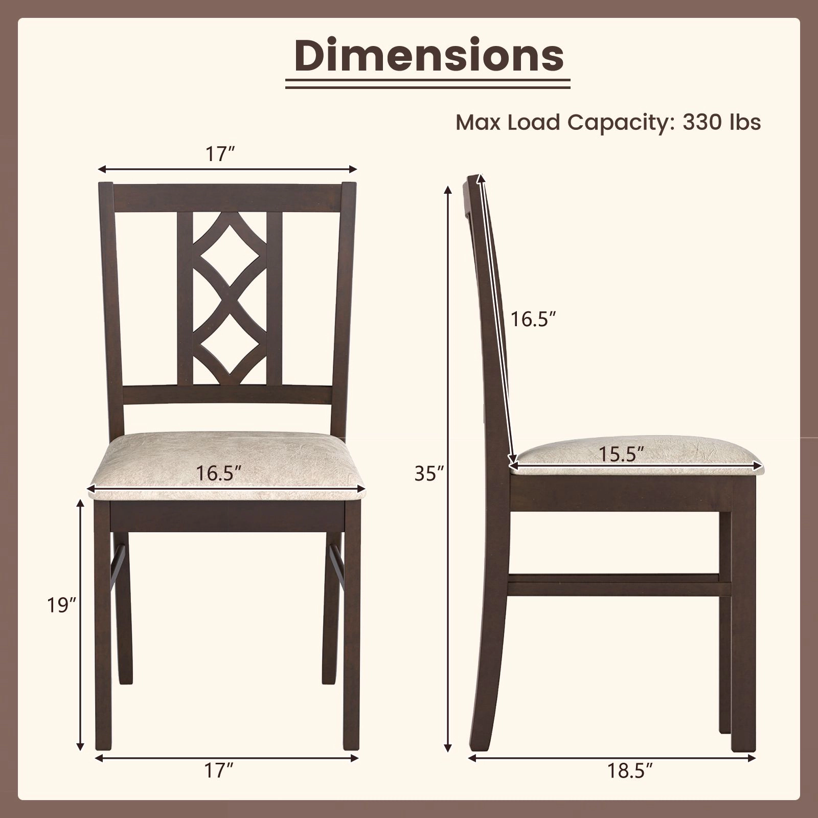 SlickBlue Rubber Wood Dining Chairs Set of 2, Faux Linen Upholstery