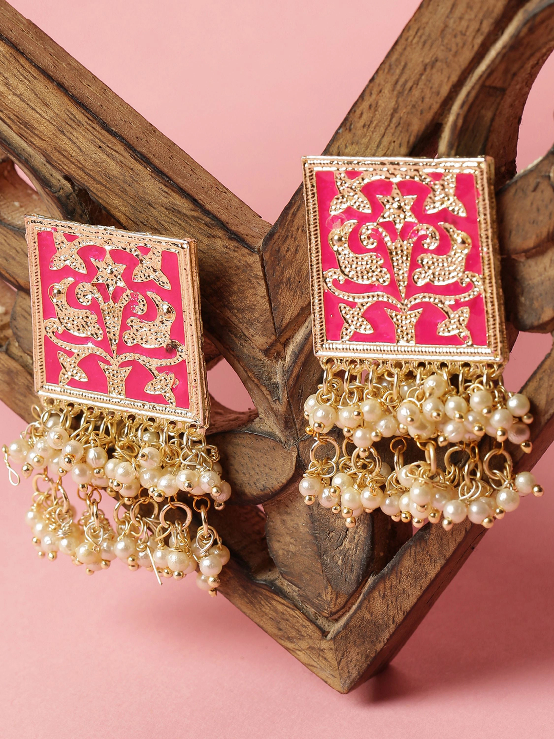 SOHI Women's Barbie Pink the Niloufar Drop Earrings