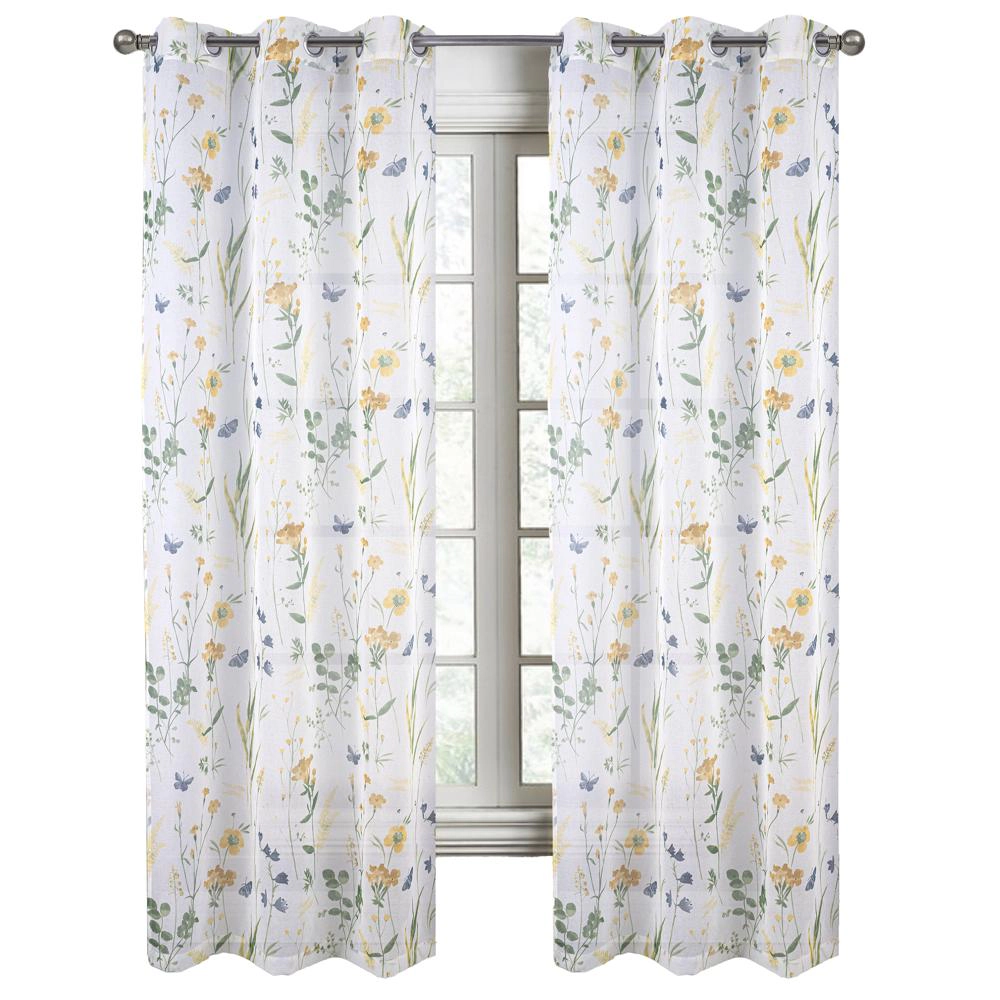 RT Designers Collection Kelce Doily Grommet Light Filtering Window Curtains for Bedroom 54" x 90" Gold
