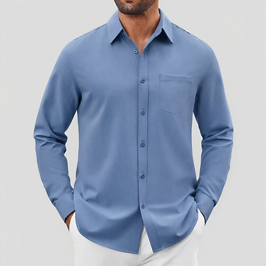 COOFANDY Mens Long Sleeve Button Down Shirt Chest Pocket Casual