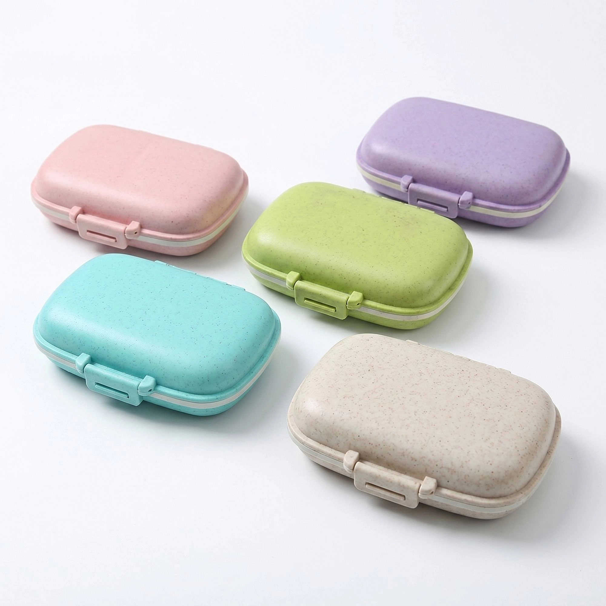 Alilang Women 5-Pcs Travel Pill Organizer Case Set with Multi-Compartments Portable Medication Storage Flip Lid 3.9x2.6x