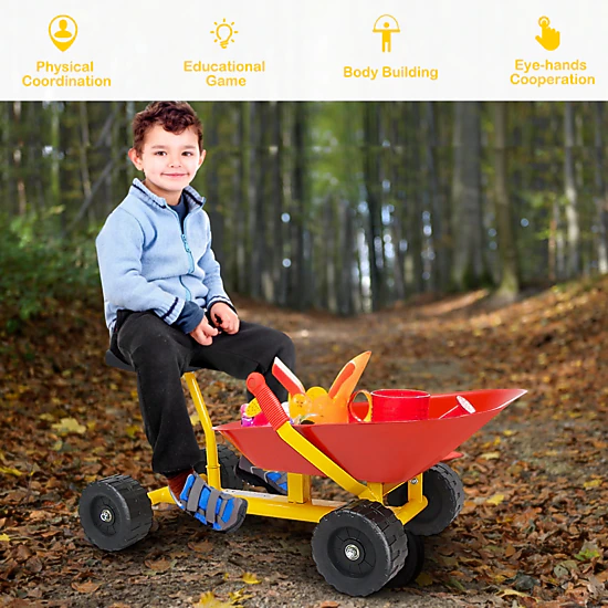 Costway Heavy Duty Kids Ride-on Sand Dumper Front Tipping w 4 Wheels Sand Toy Gift