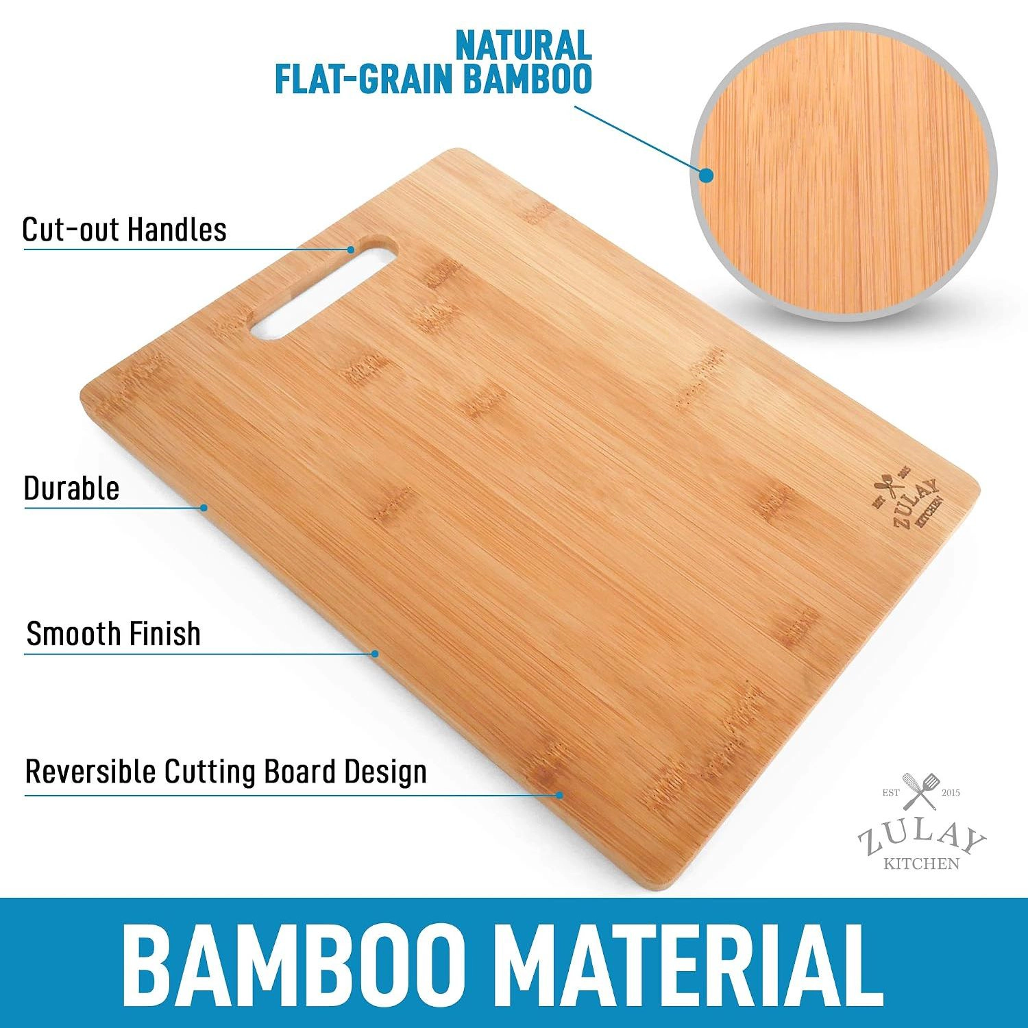 Zulay Kitchen (3-Piece Set) Bamboo Wooden Cutting Boards (Multiple Sizes)