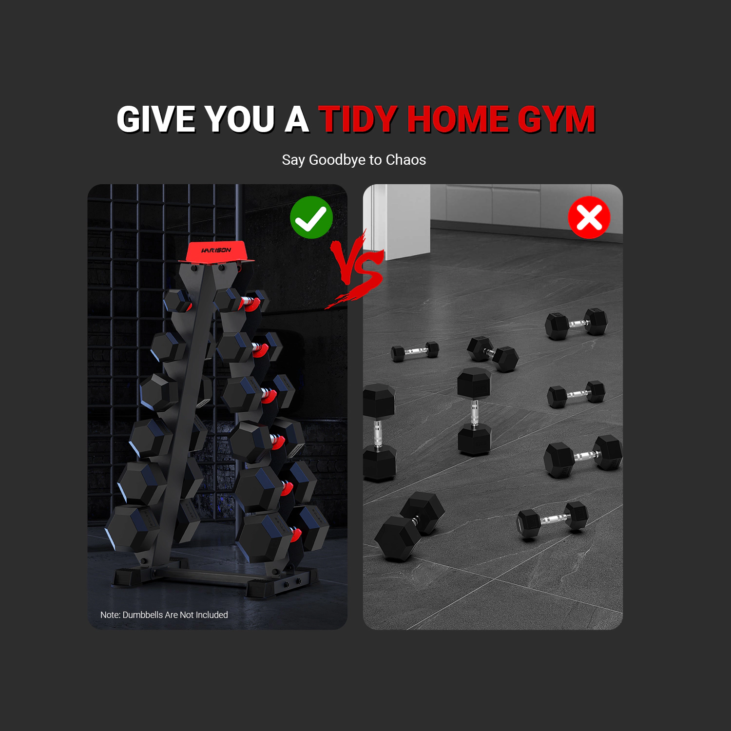 HARISON A-Frame Dumbbell Rack, 6-Tier Weight Storage Stand, 480 LB Capacity for Home Gym