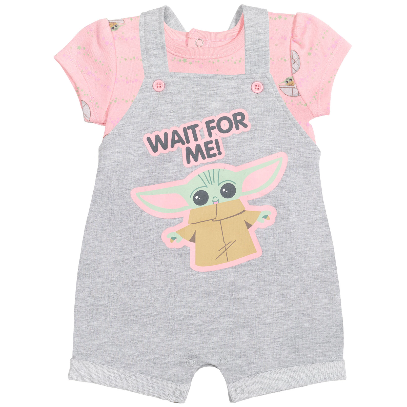 Star Wars The Mandalorian Grogu Baby Girls' Shortall and T-Shirt Set