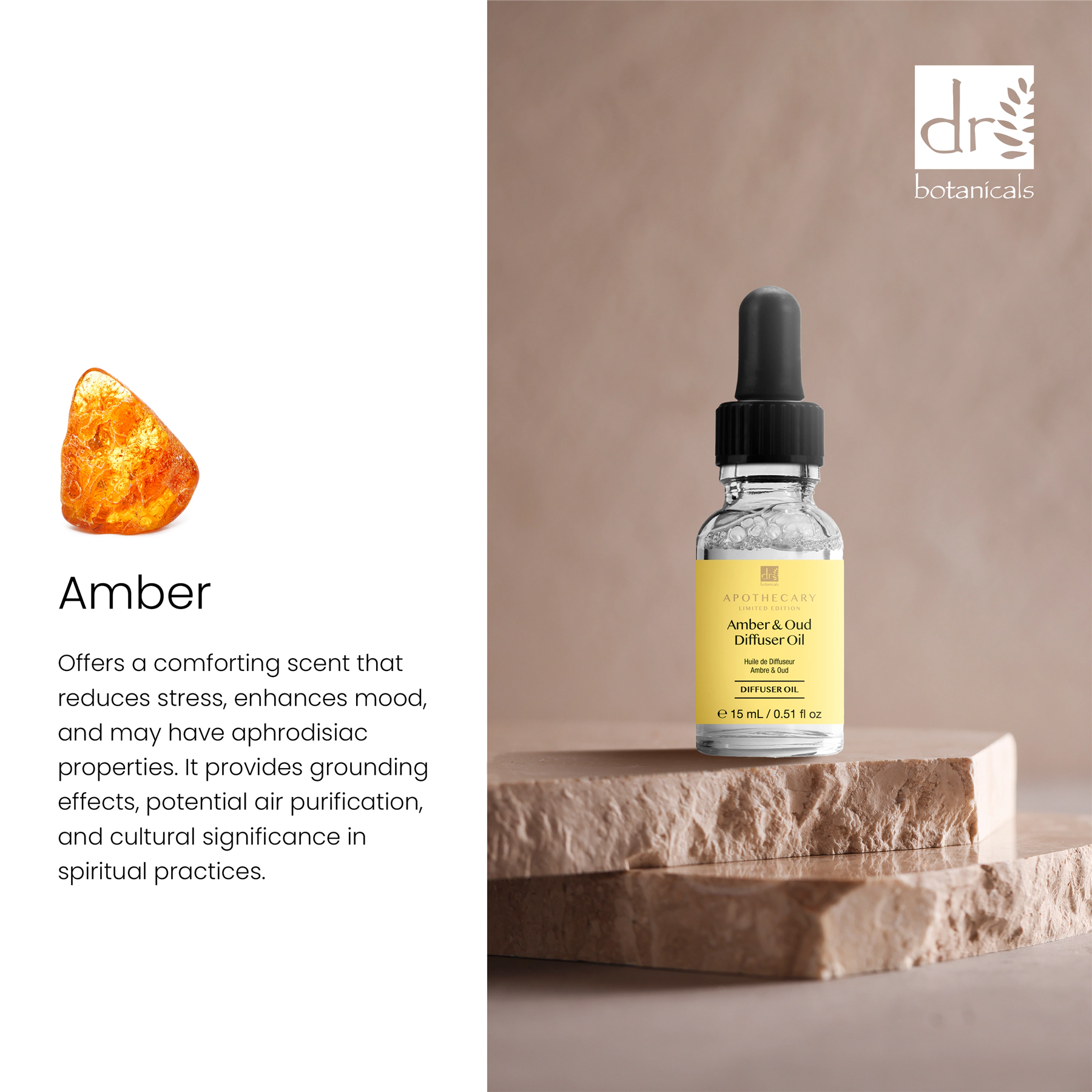 Dr Botanicals Deep Relax & Calm Amber & Oud Diffuser Oil 15ml