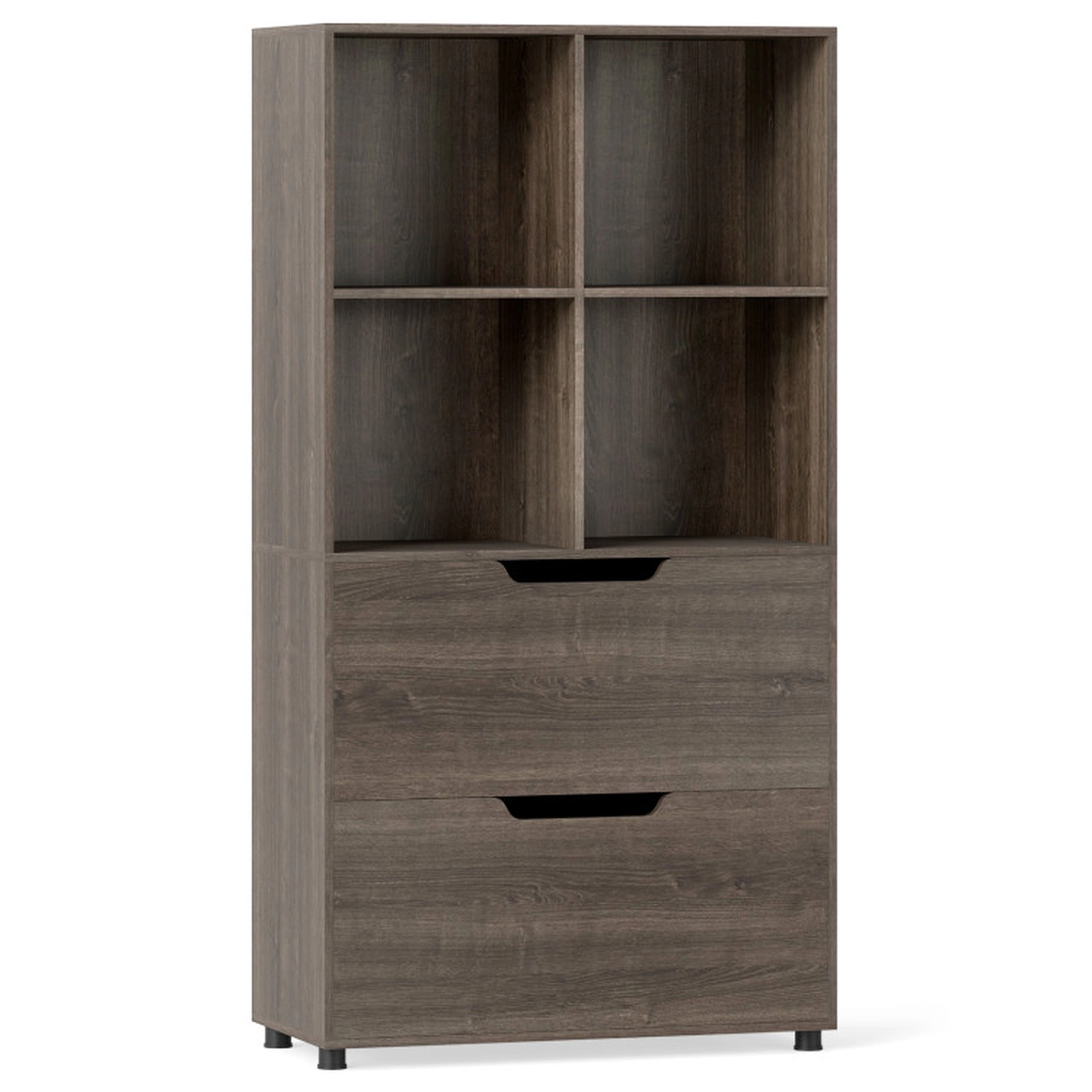SUGIFT 4-Cube Bookcase with 2 Drawers 51 Tall Freestanding Bookshelf