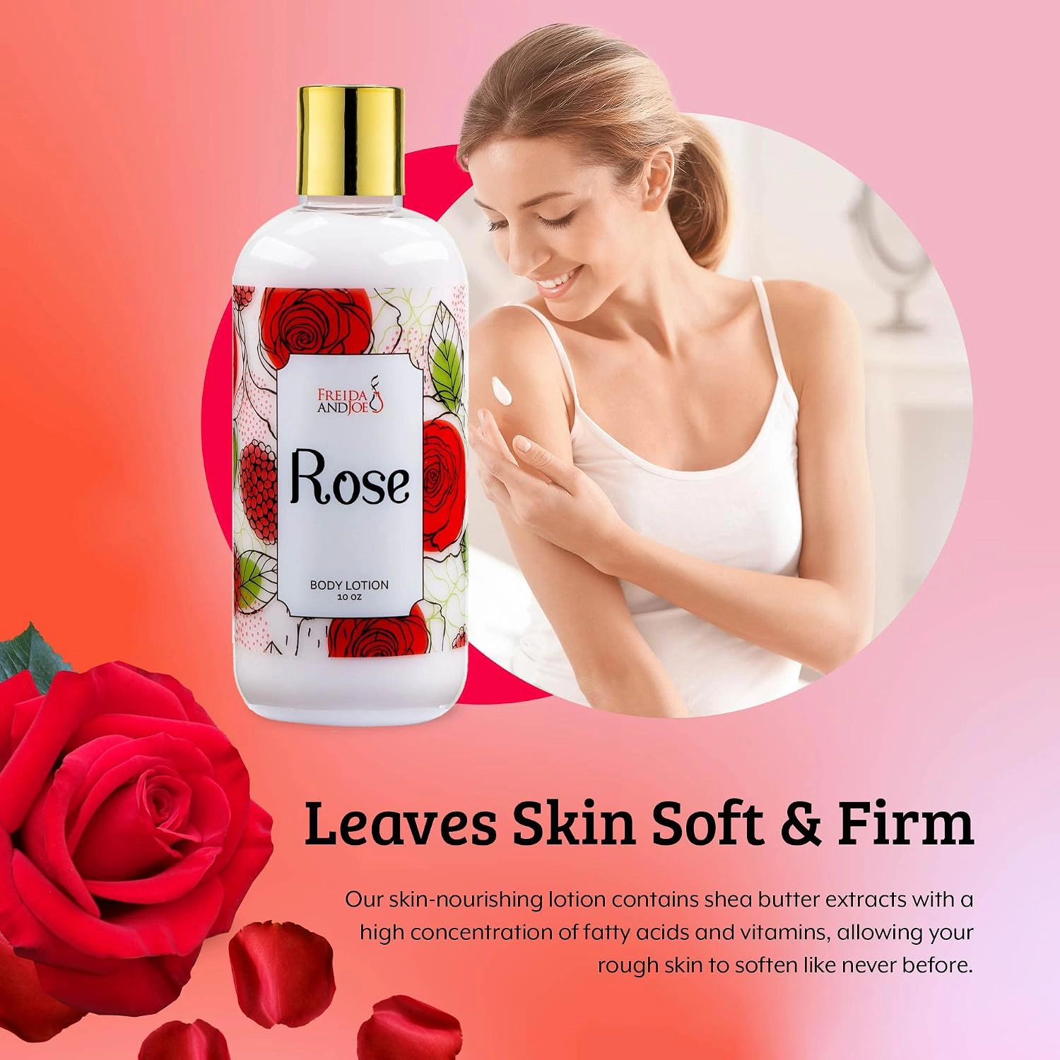 Freida and Joe Women Rose Fragrance Body Lotion in 10oz Bottle