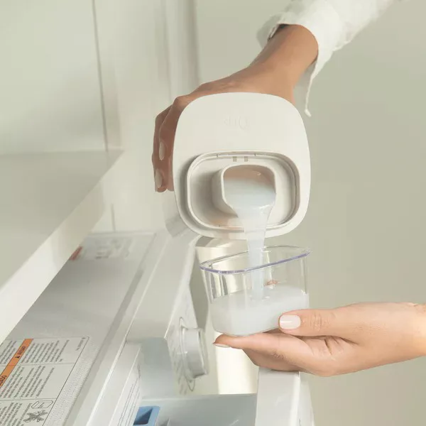 OU 34 oz Liquid Soap & Laundry Detergent Dispenser 2 Pack, Clear Airtight w/ Measuring Cap
