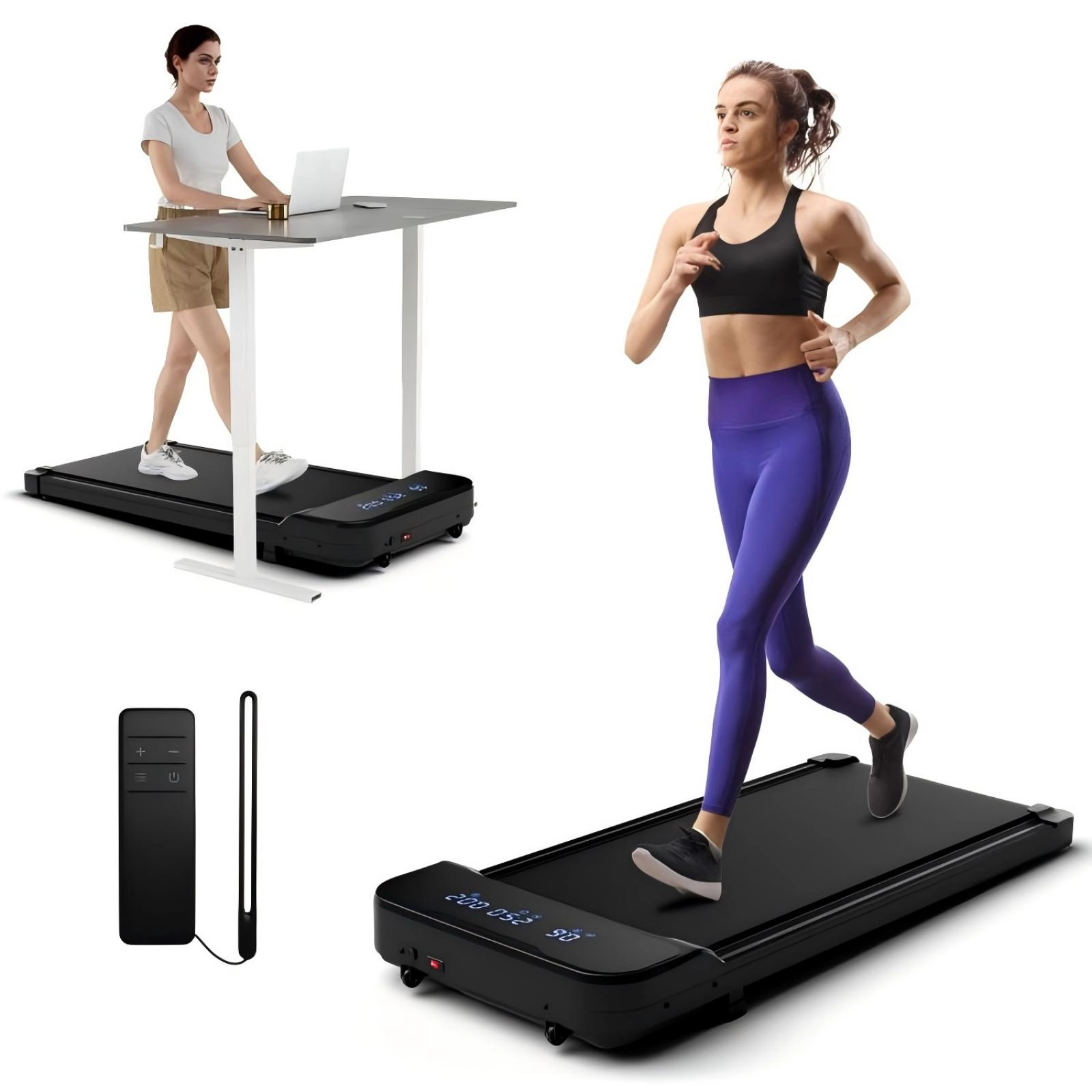 SUGIFT 2.5HP Under Desk Walking Treadmill with Remote Control 220-lb Capacity 3 Countdown Modes Black