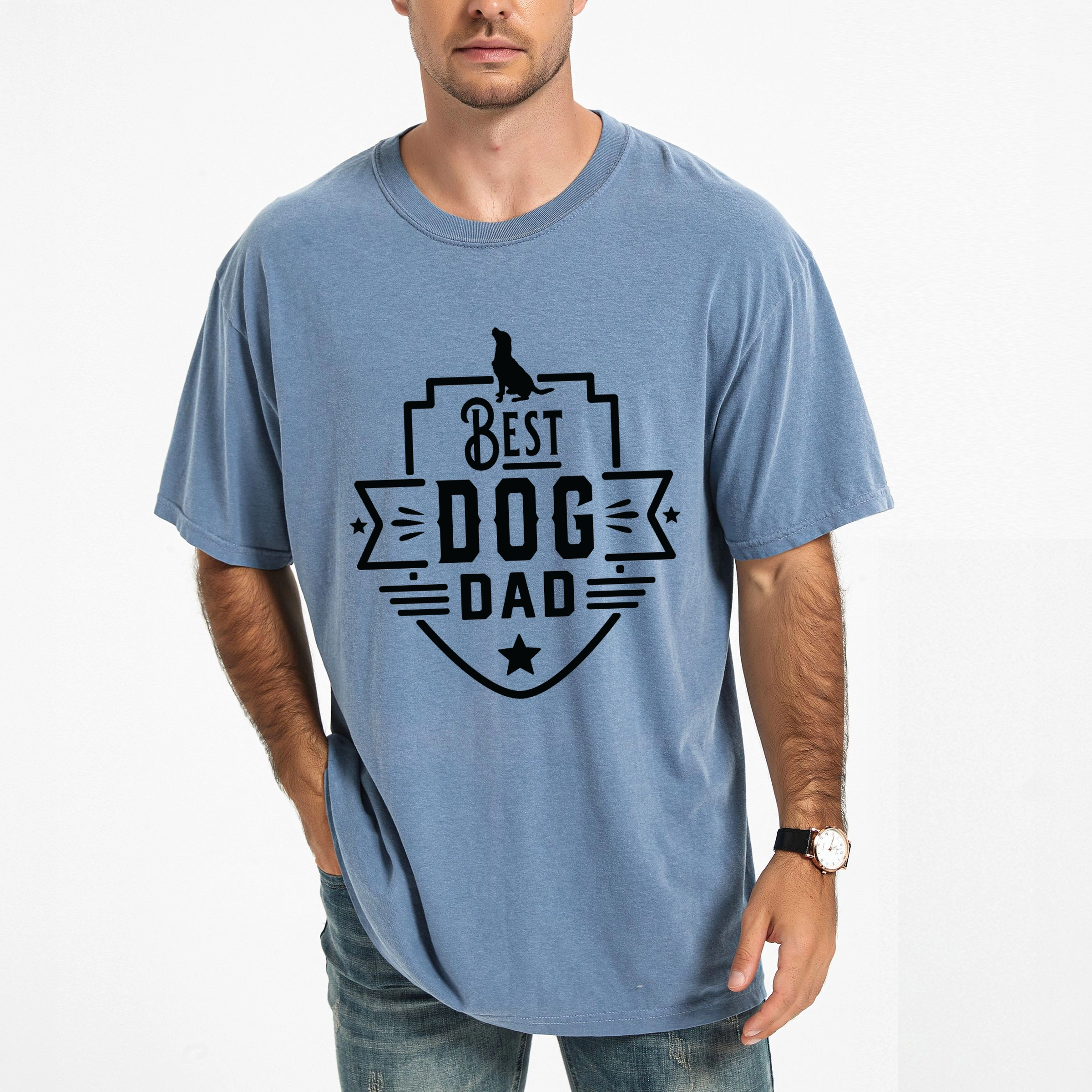 Simply Sage Market - Best Dog Dad Men's Garment Dyed Graphic T-Shirt