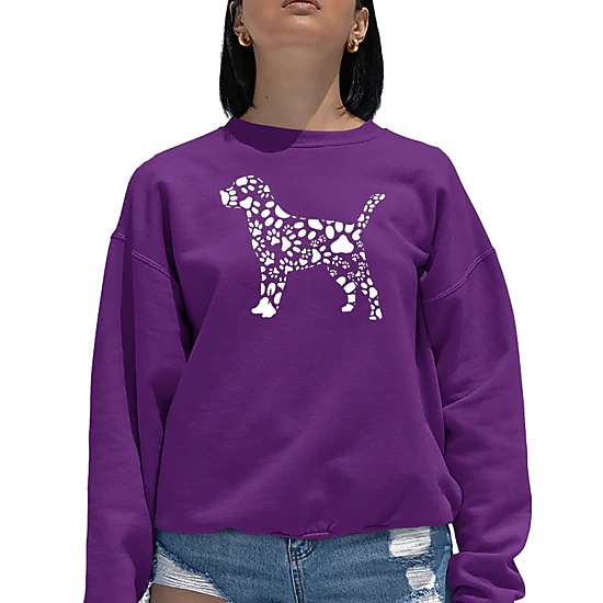 LA Pop Art Dog Paw Prints - Women's Word Art Crewneck Sweatshirt
