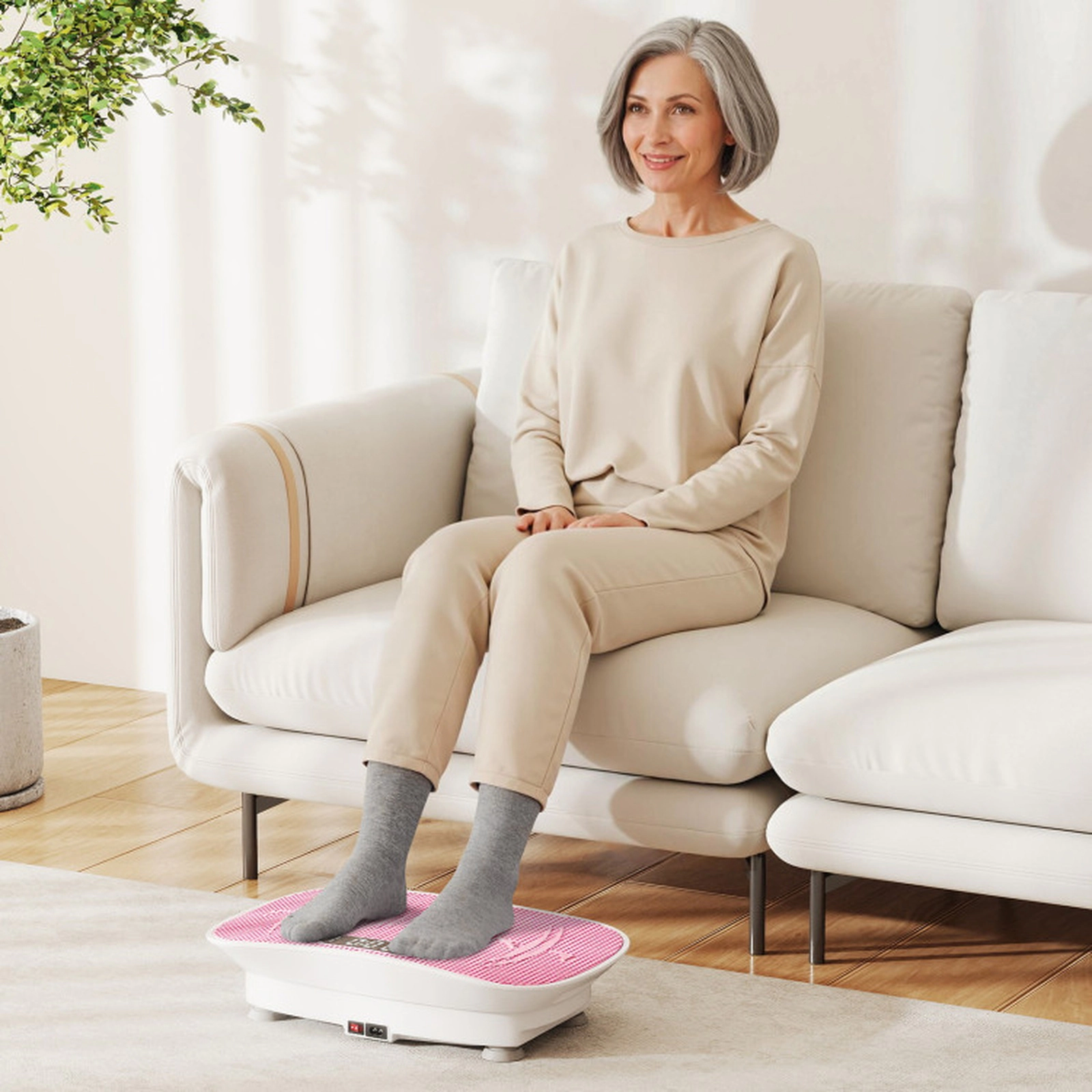 SUGIFT White 220-lb Capacity 10-Speed Lymphatic Drainage Vibration Plate Exercise Machine with Remote