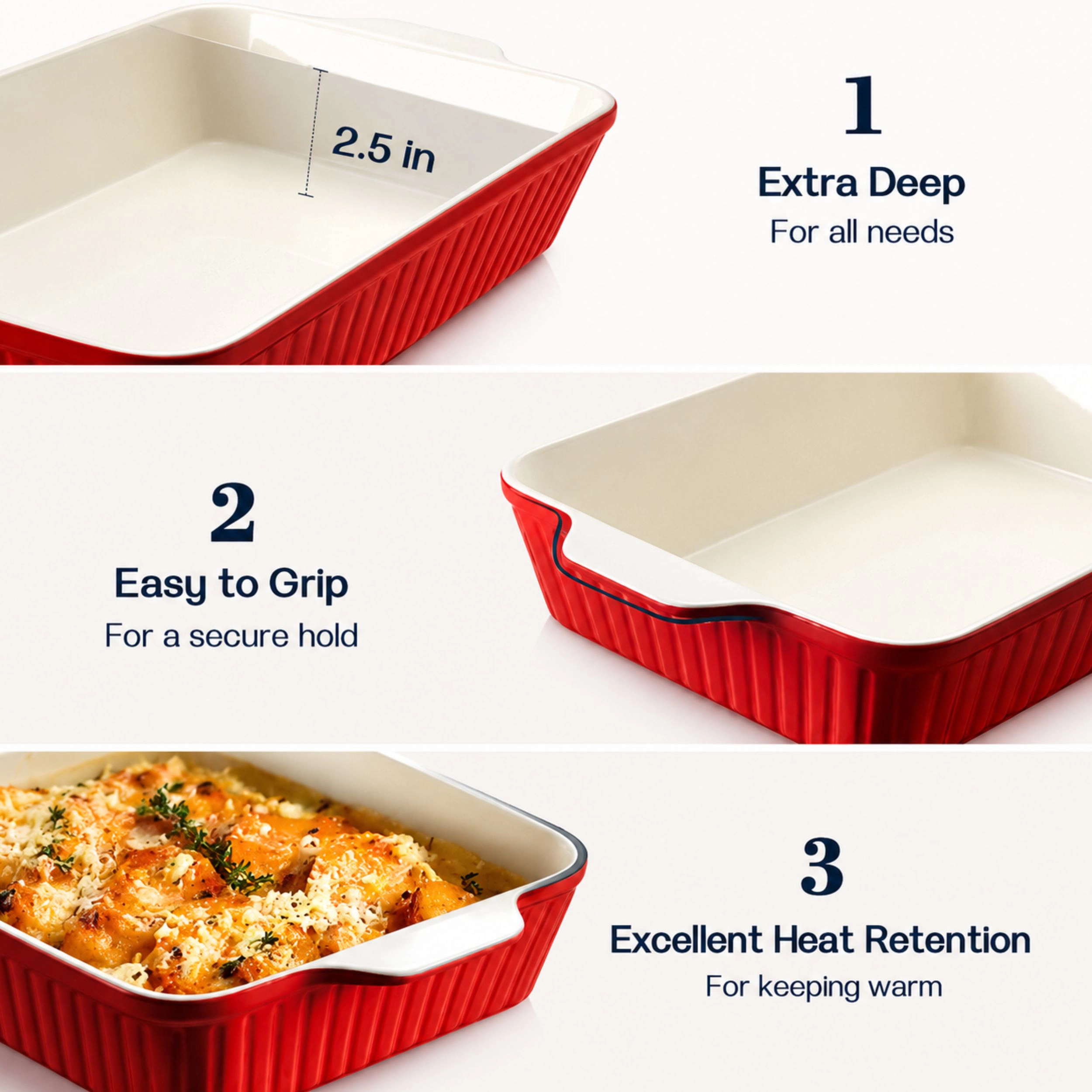 Stock Preferred Ceramic Casserole Baking Dish with Handles 135 oz 9x13 Inch