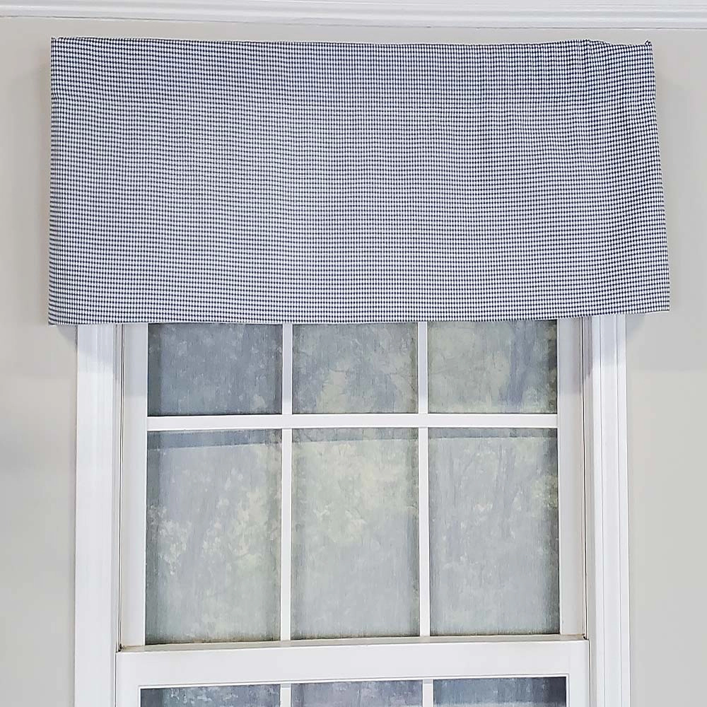 RLF Home Tailored Stylish Classic Small Check Croswell Window Valance 3" Rod Pocket 50" X 14" Blue