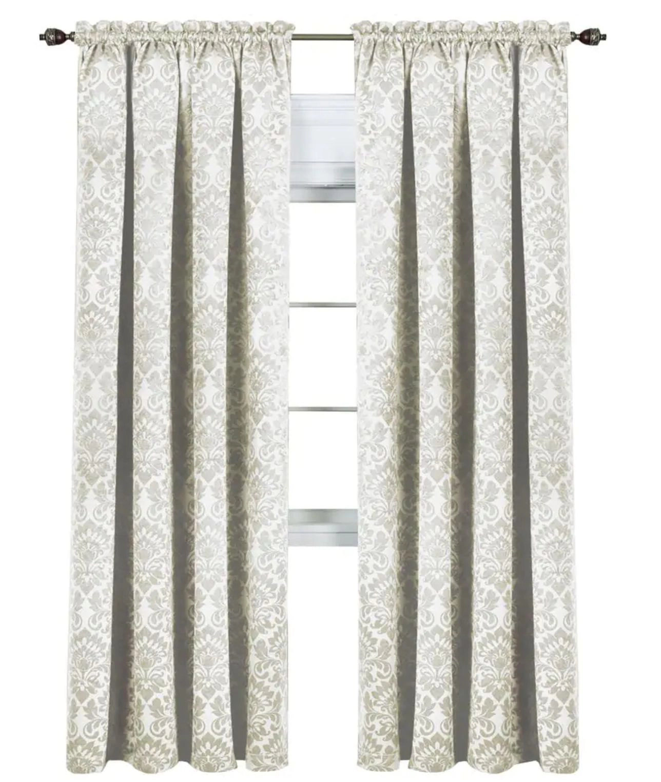 Kate Aurora Royal Living 2 Piece Rod Pocket Damask Design 95% Blackout Curtain Panels