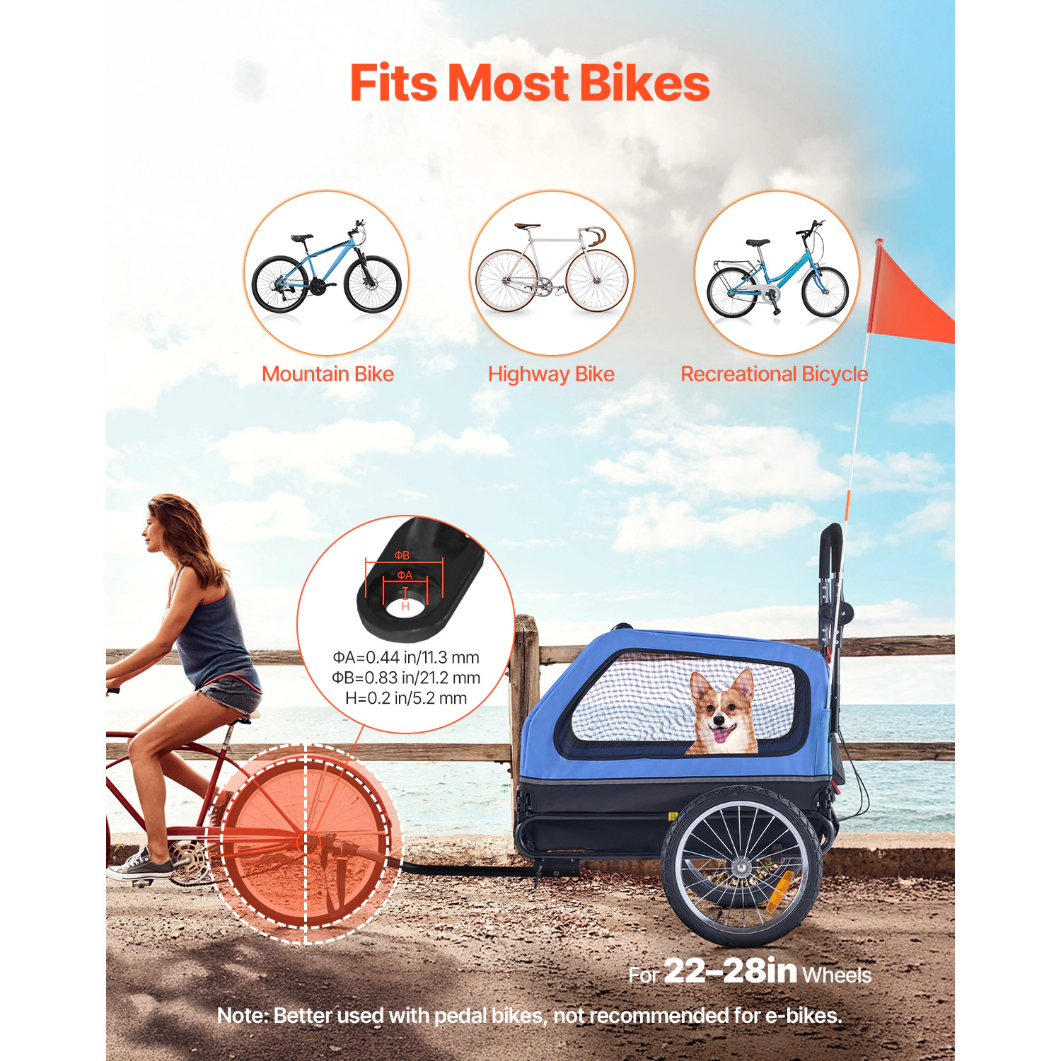 HONGGE 2-in-1 Dog Bike Trailer & Stroller, 88 lb Capacity, Built-In Leash, Foldable Frame for Large Dogs