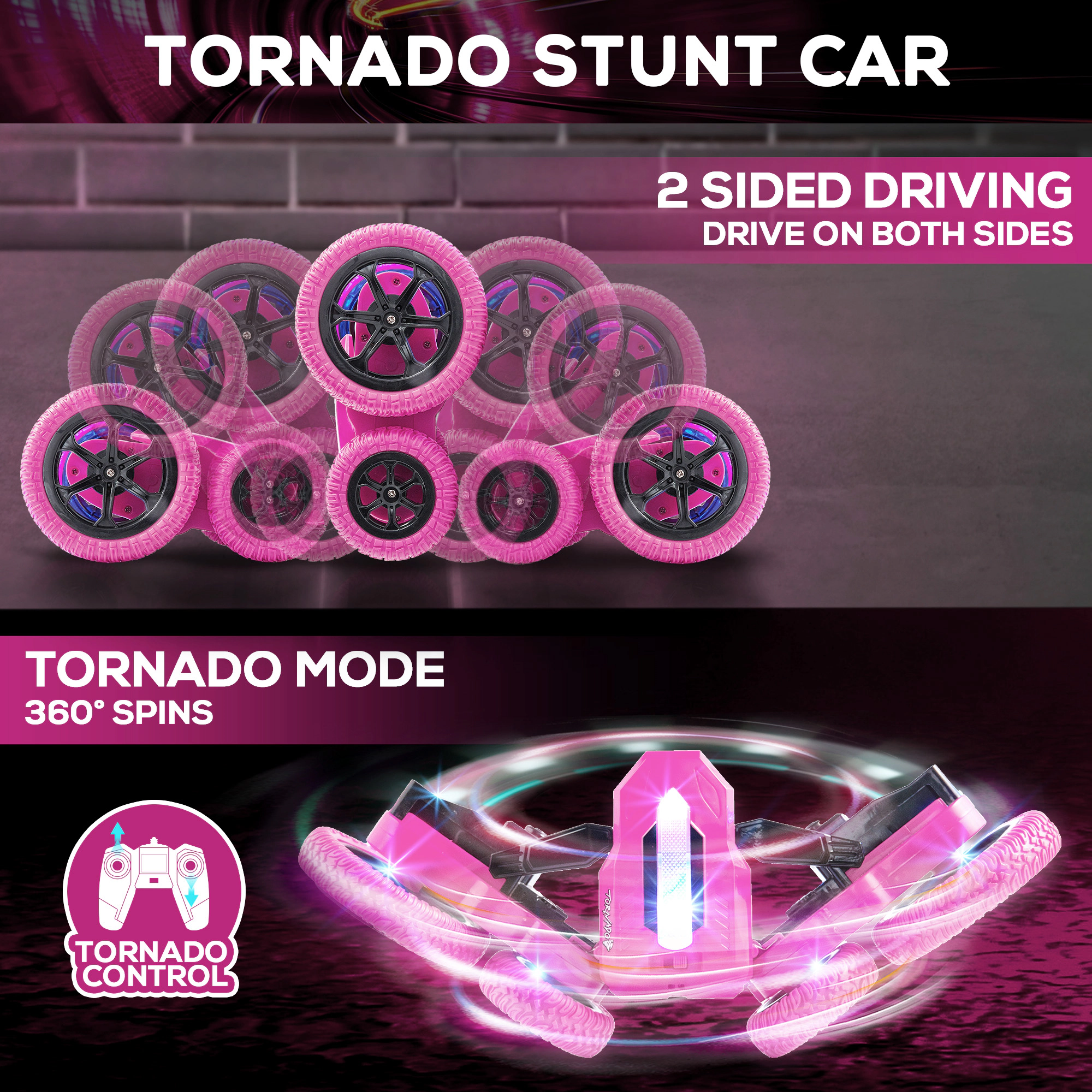 USA Toyz Tornado Extreme RC Car off Road Rechargeable Toys Bright LEDs (Pink)