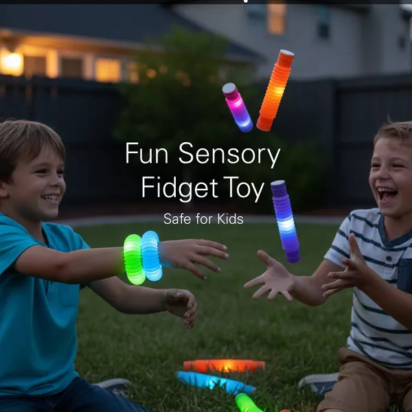 Sperric Christmas Light Up Pop Tube Toy 12 Pack 25” Stretchy Glow in the Dark Pop Tube Sensory Fidget Gift Toys for Kids