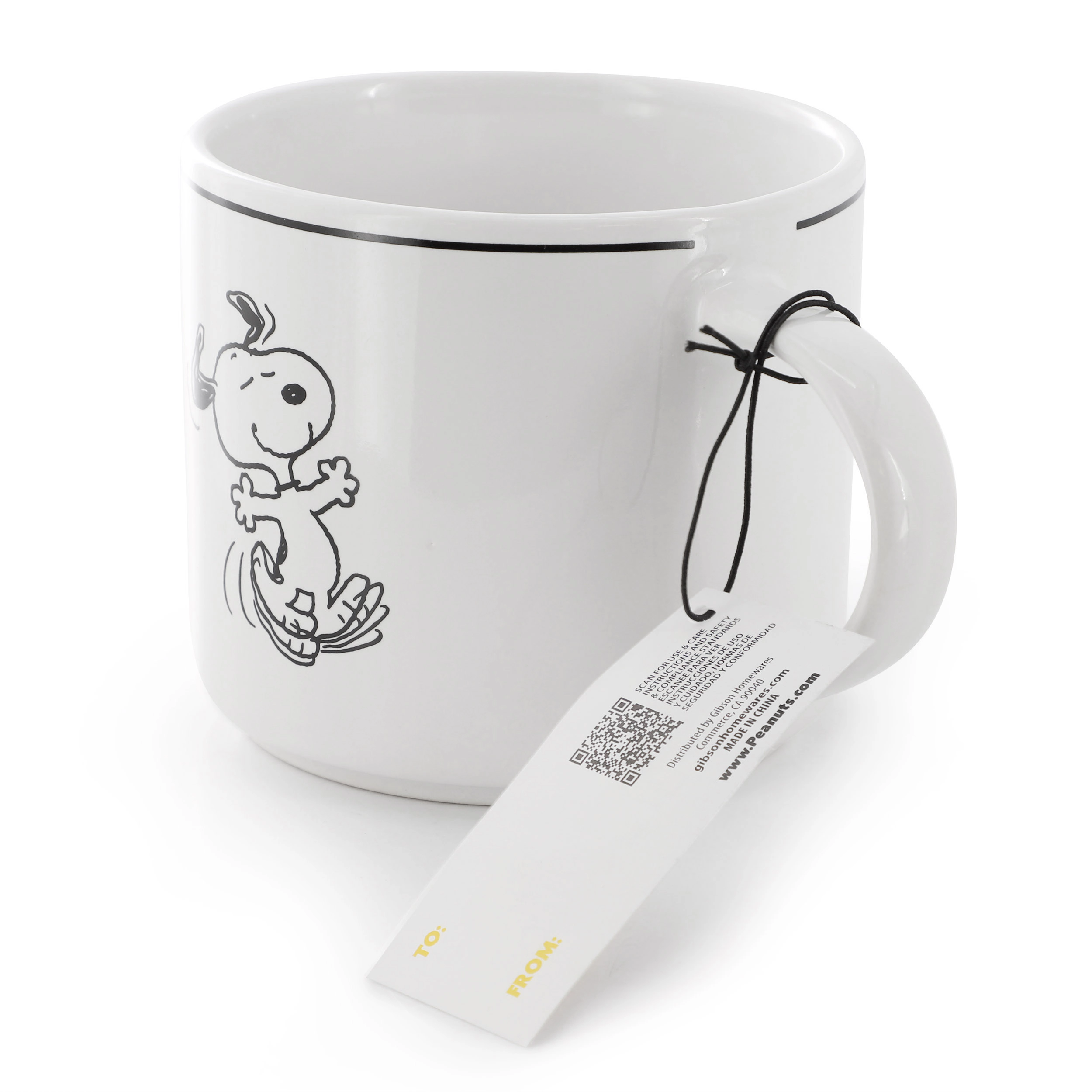 Peanuts Best Day Ever 4 Piece 16 Ounce Stoneware Mug Set in White