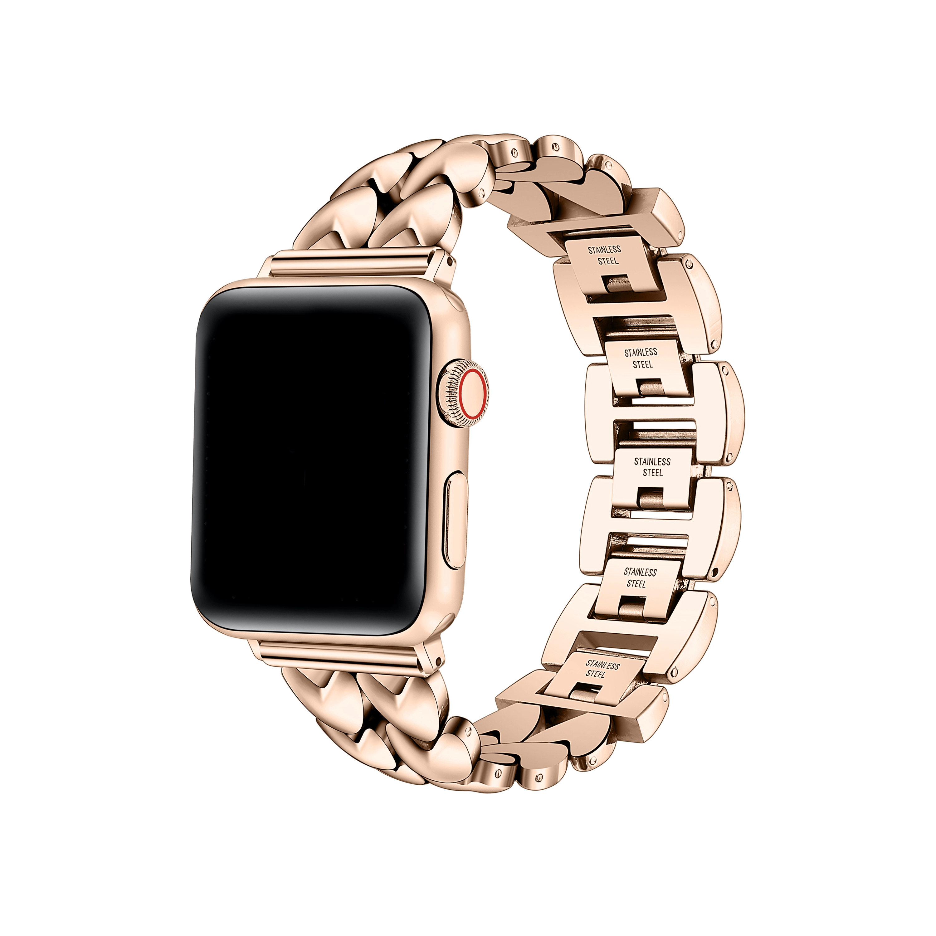 Posh Tech Womens Crush Stainless Steel Heart Band for Apple Watch