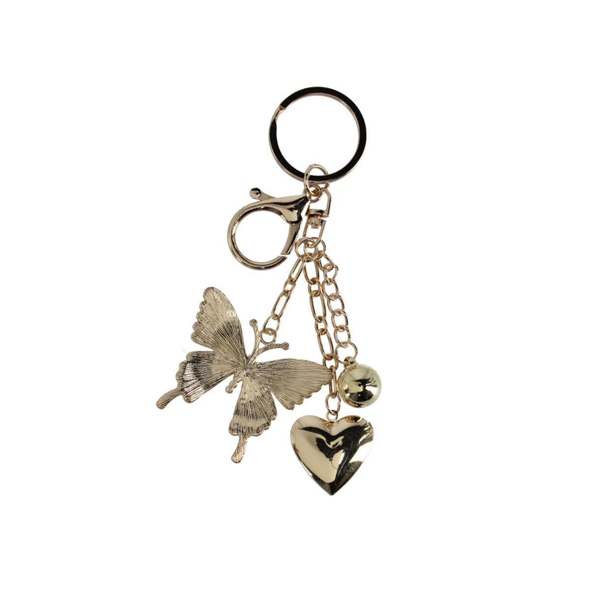 CTM® Women's Crystal Butterfly & Heart Bag Charm