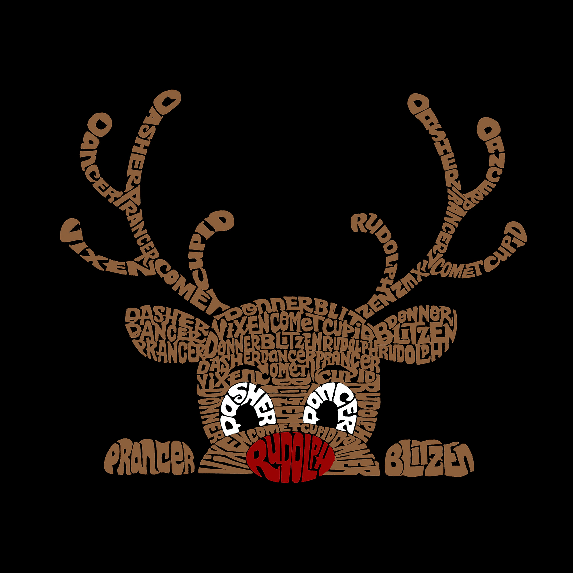 LA Pop Art Peeking Reindeer - Men's Word Hooded Sweatshirt