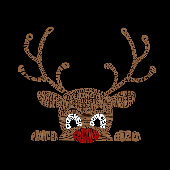 LA Pop Art Peeking Reindeer - Men's Word Art Crew Sweatshirt