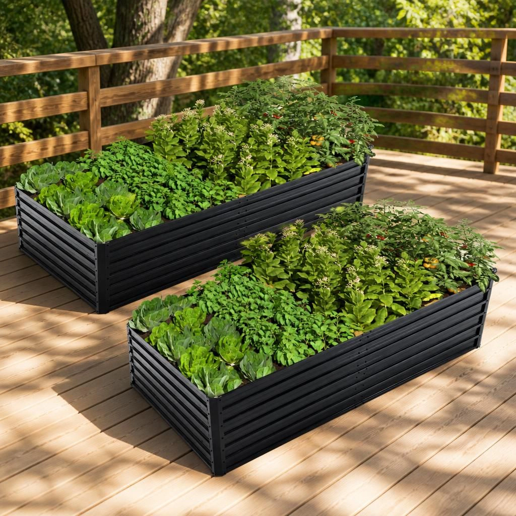 WOW PIONEER Large Rectangular Metal Raised Planter Bed for Vegetables Flowers Herbs Fruits
