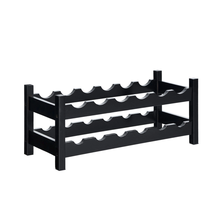 Hivvago 2-Tier 12 Bottles Bamboo Storage Shelf  Wine Rack