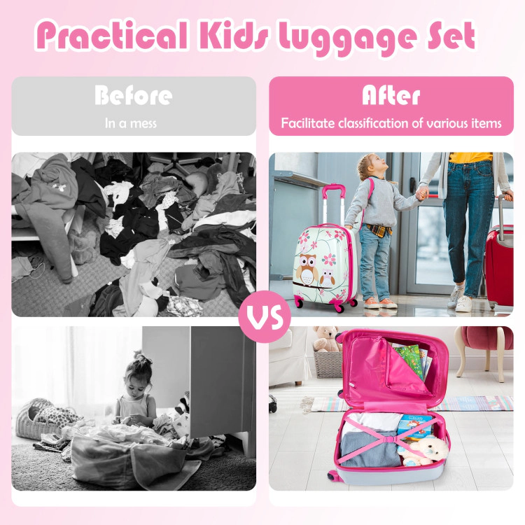 Hivvago 2-Piece Kids Travel Luggage Set with Backpack and Rolling Suitcase
