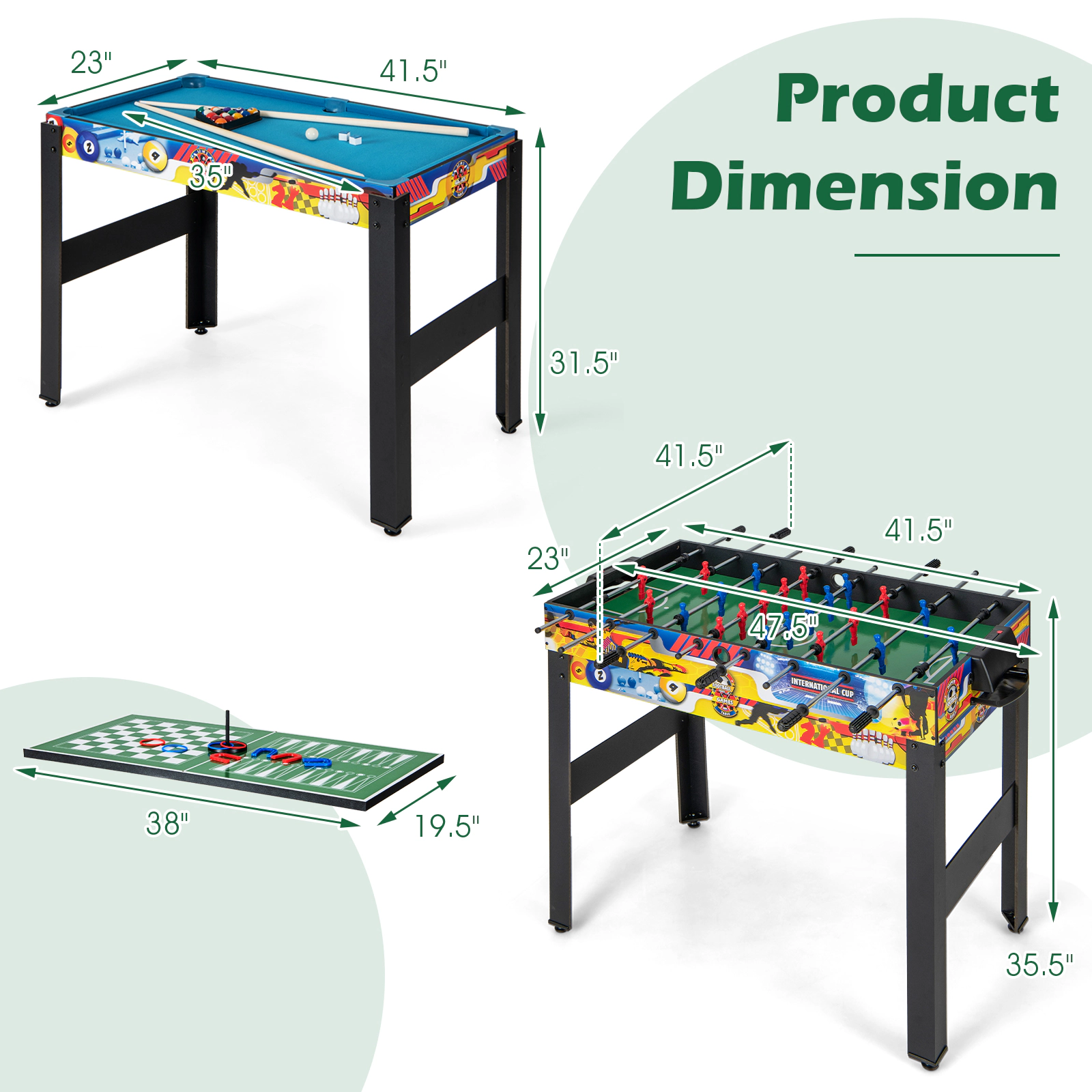 SUGIFT 12-in-1 Combo Game Table Set with Foosball Air Hockey Pool Chess Ping Pong Scoreboard and Cue Sticks