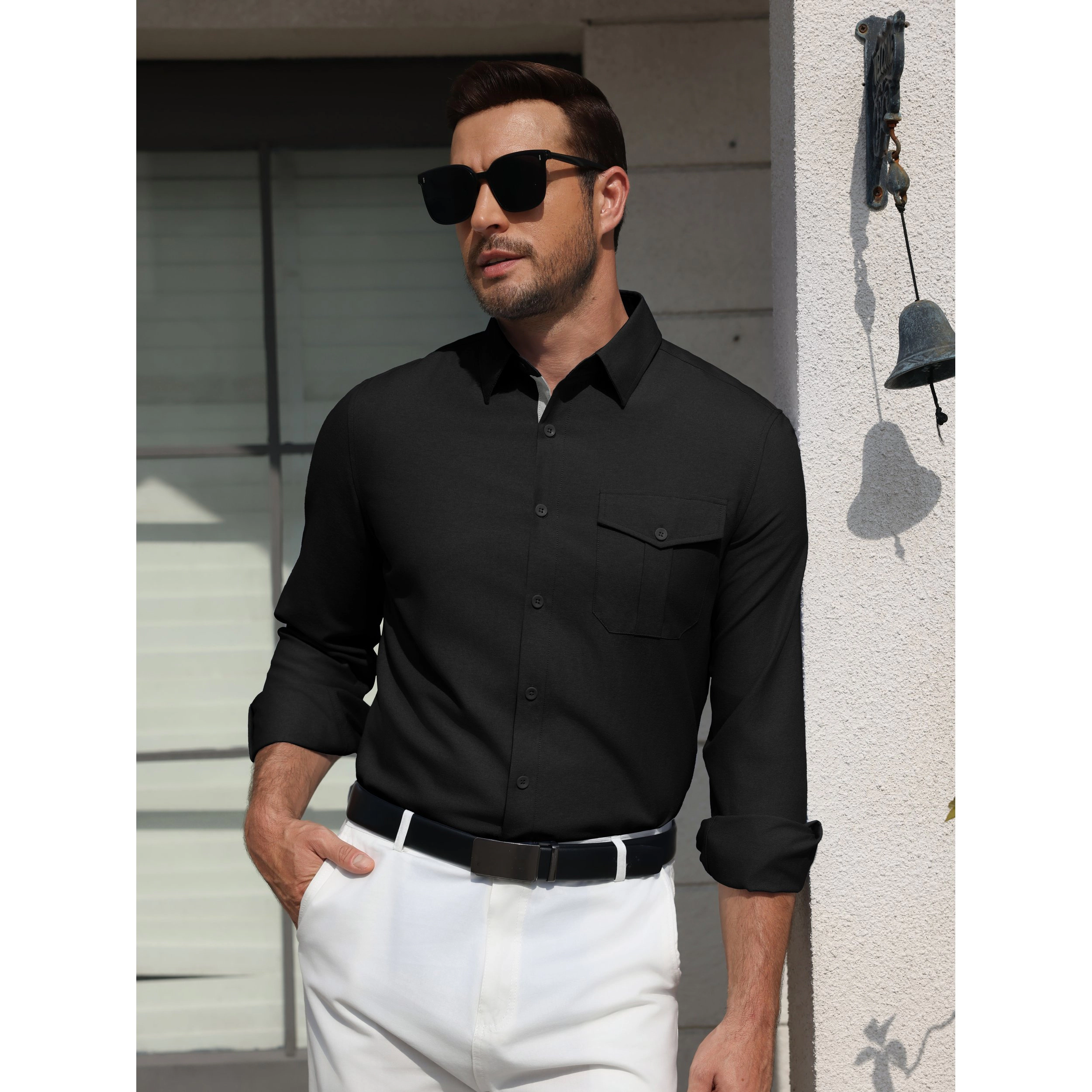 COOFANDY Men's Regular Fit Long Sleeve Button Front Shirt