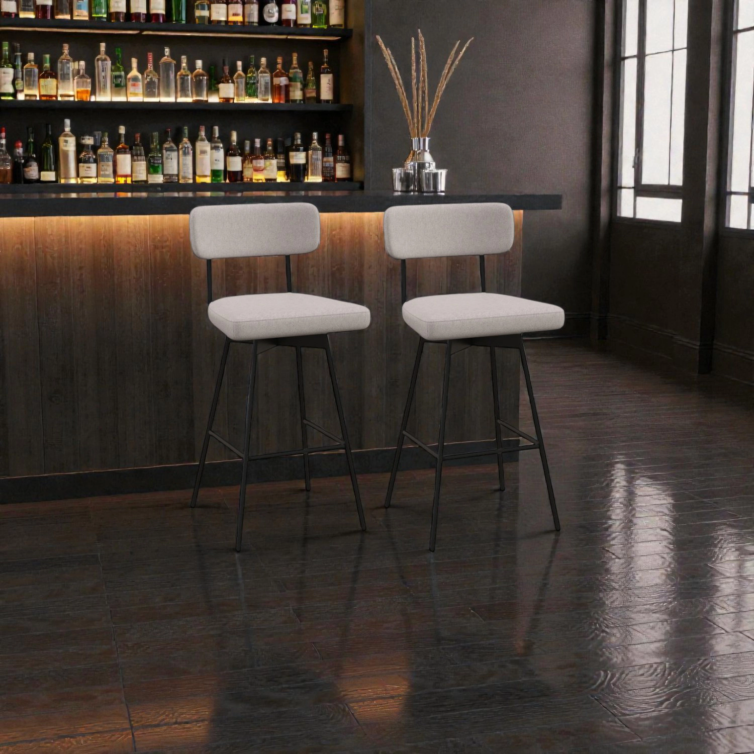 Hivvago Set of 2 Swivel Bar Stools 29" Counter Height with Upholstered Seating
