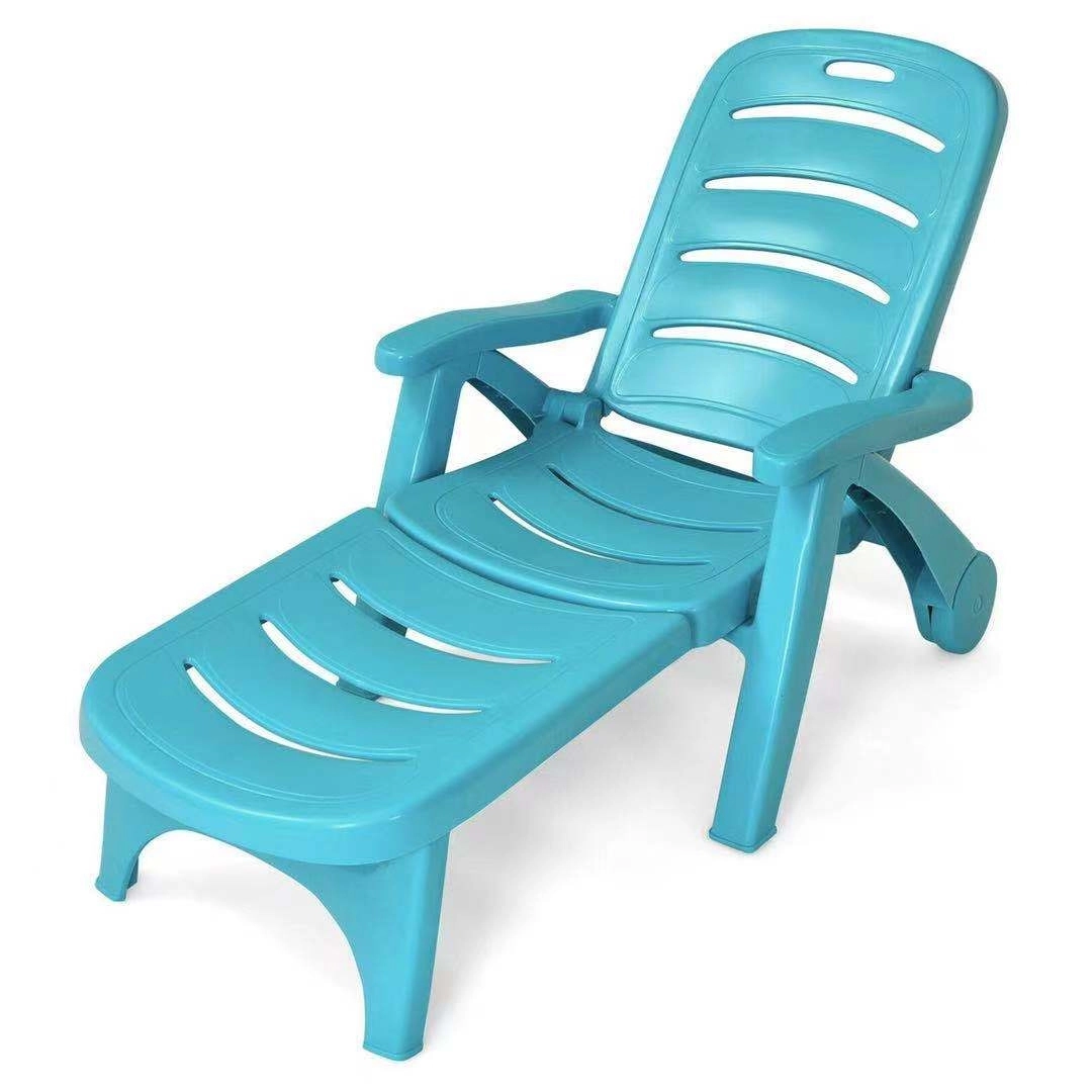 SUGIFT Armrests 330-lb Turquoise 5-Position Folding Chaise Lounge Chair All-Weather Resin