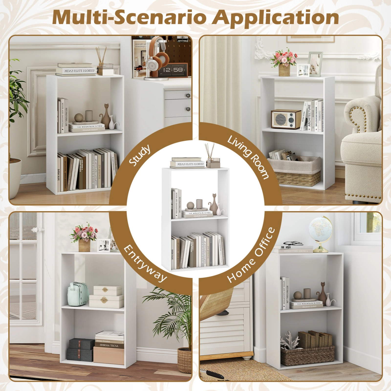 SUGIFT 3-Tier 2-Cube White 31-in Freestanding Bookshelf Display Shelf with Anti-Toppling Kit for Bedroom
