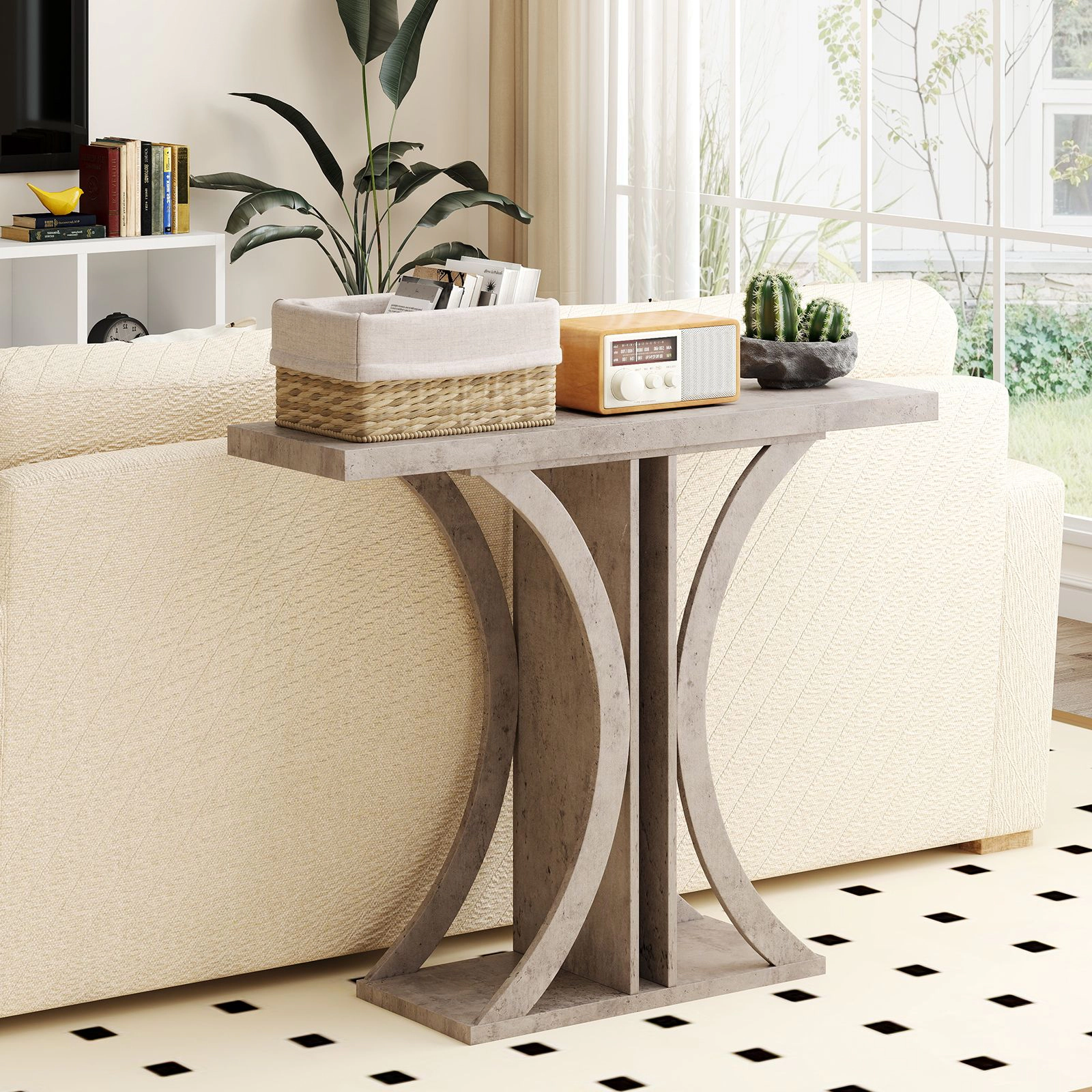 SlickBlue Entryway Console Table with Modern C-Shaped Frame