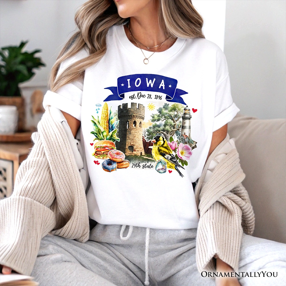 OrnamentallyYou Unisex Artistic Iowa State Themes And Landmarks T-Shirt