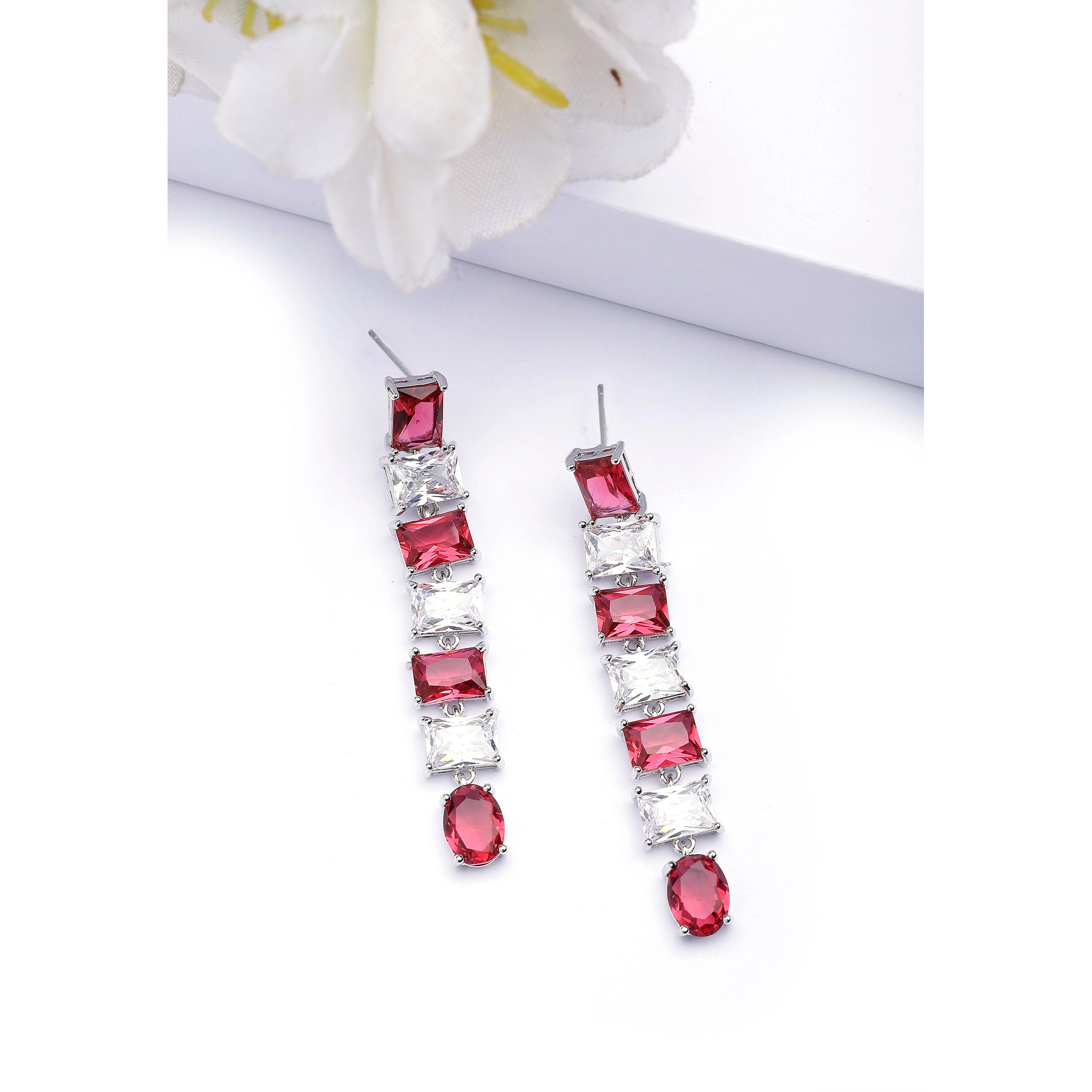AGP PARIS Womens Hot Red Square Drop Earrings