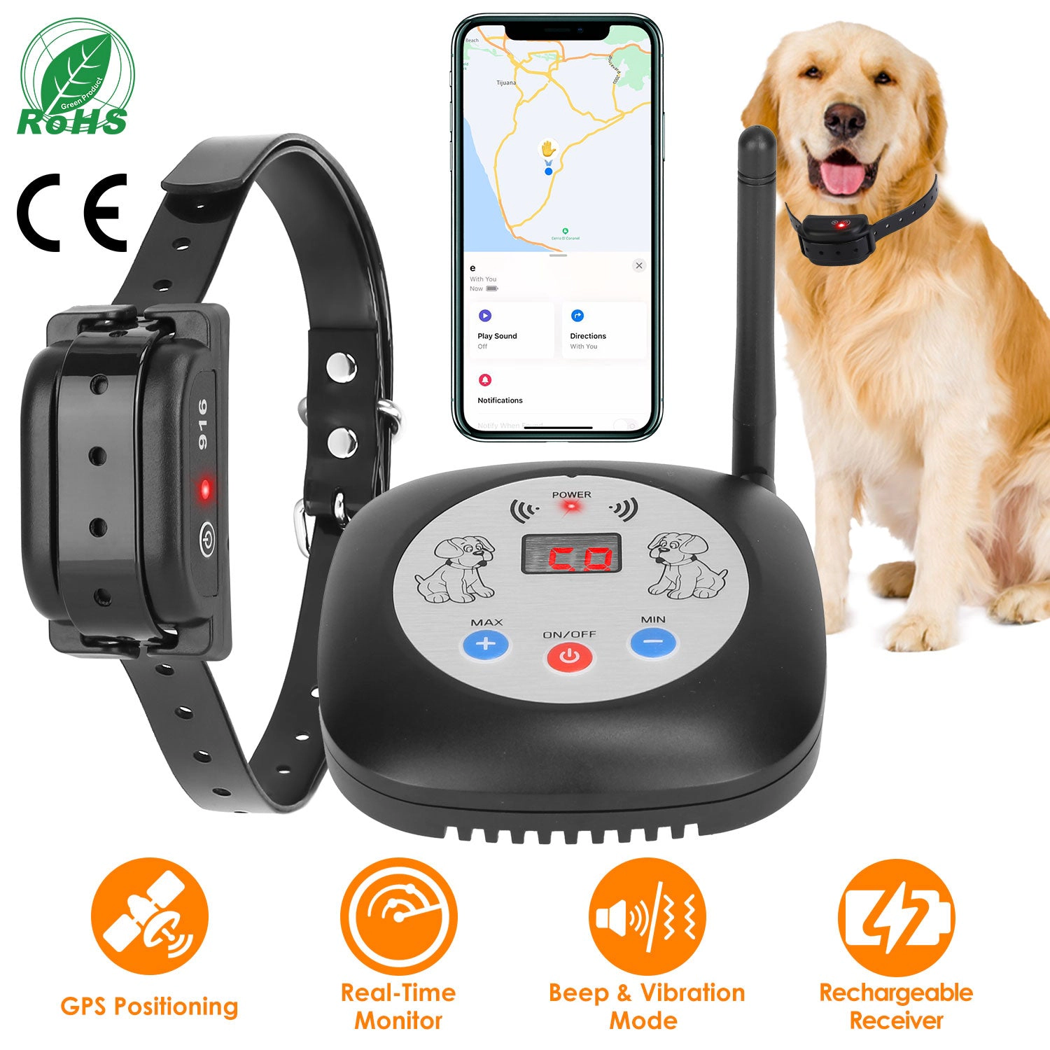 GBruno GPS Wireless Dog Fence System With Collar